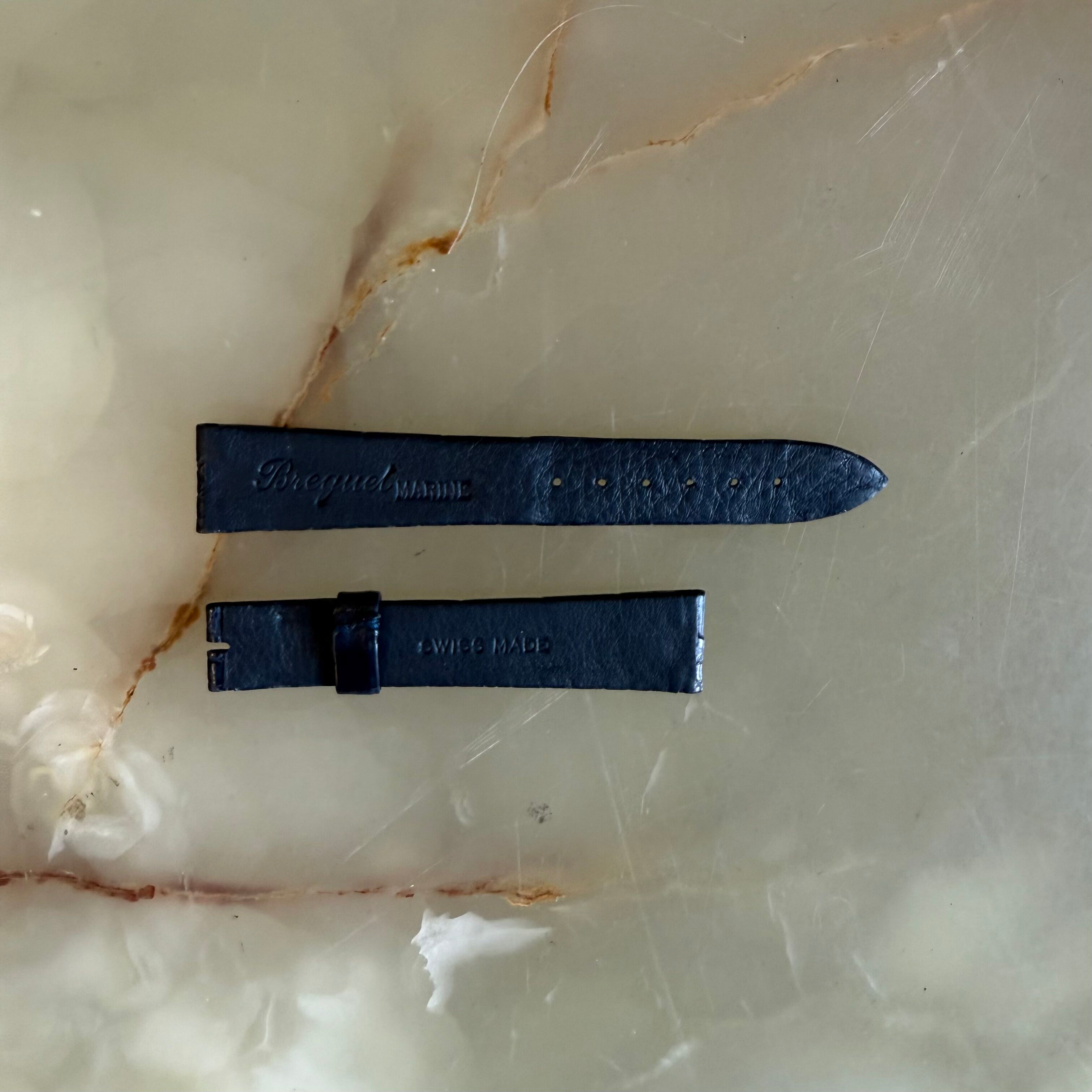 Authentic Breguet Blue Crocodile Watch Strap Band 19mm Padded & Stitched