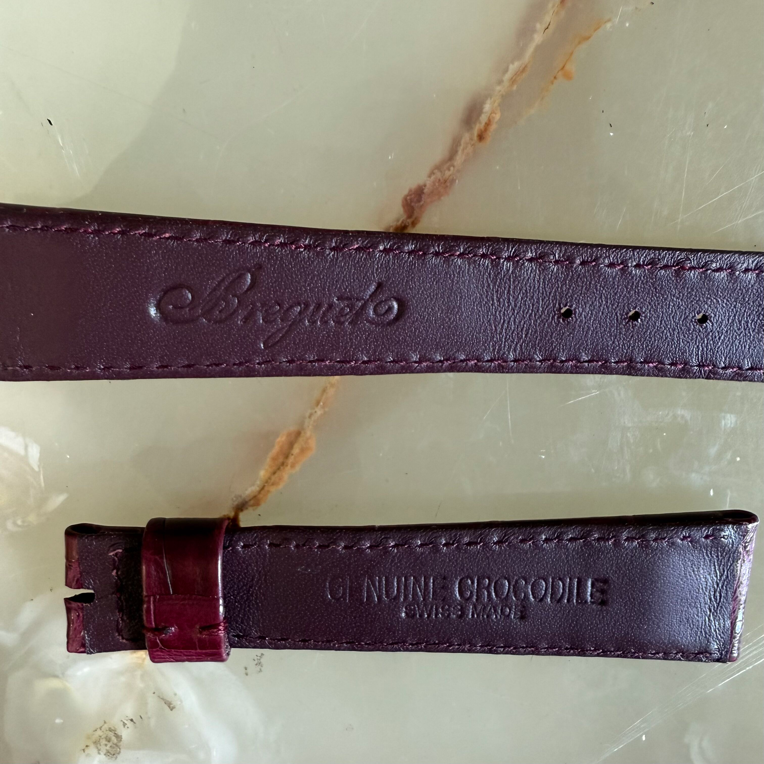 Authentic Breguet Burgundy Crocodile Watch Strap Band 17.5mm Padded & Stitched
