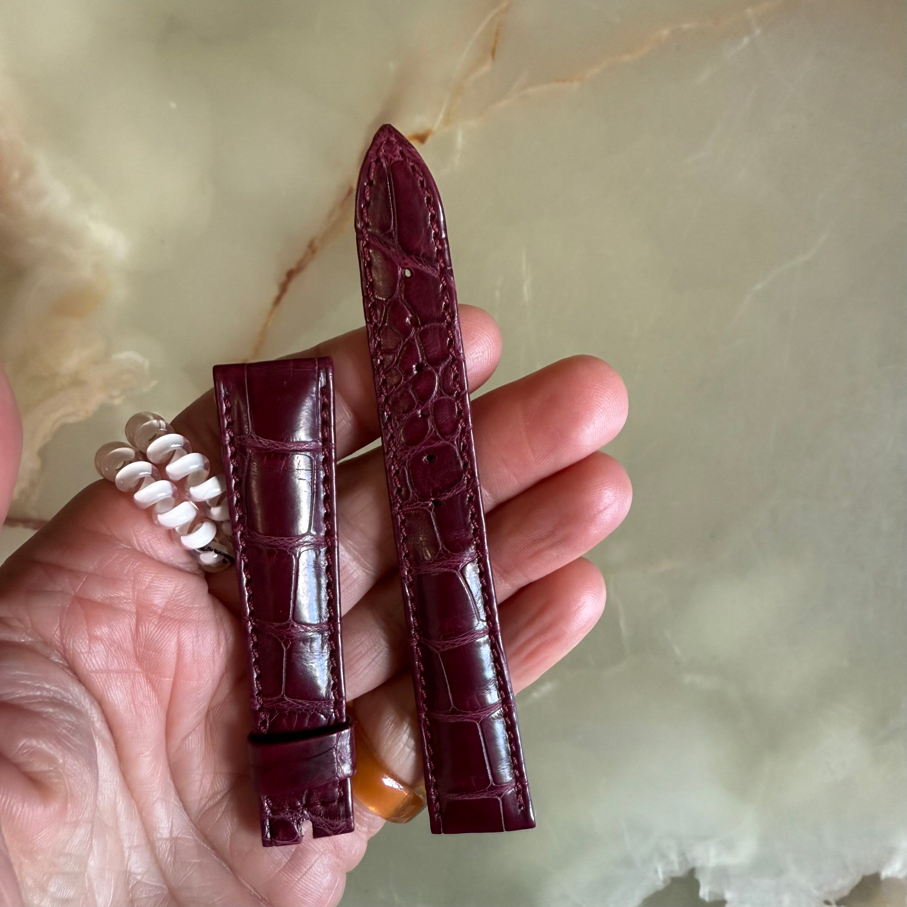 Authentic Breguet Burgundy Crocodile Watch Strap Band 17.5mm Padded & Stitched