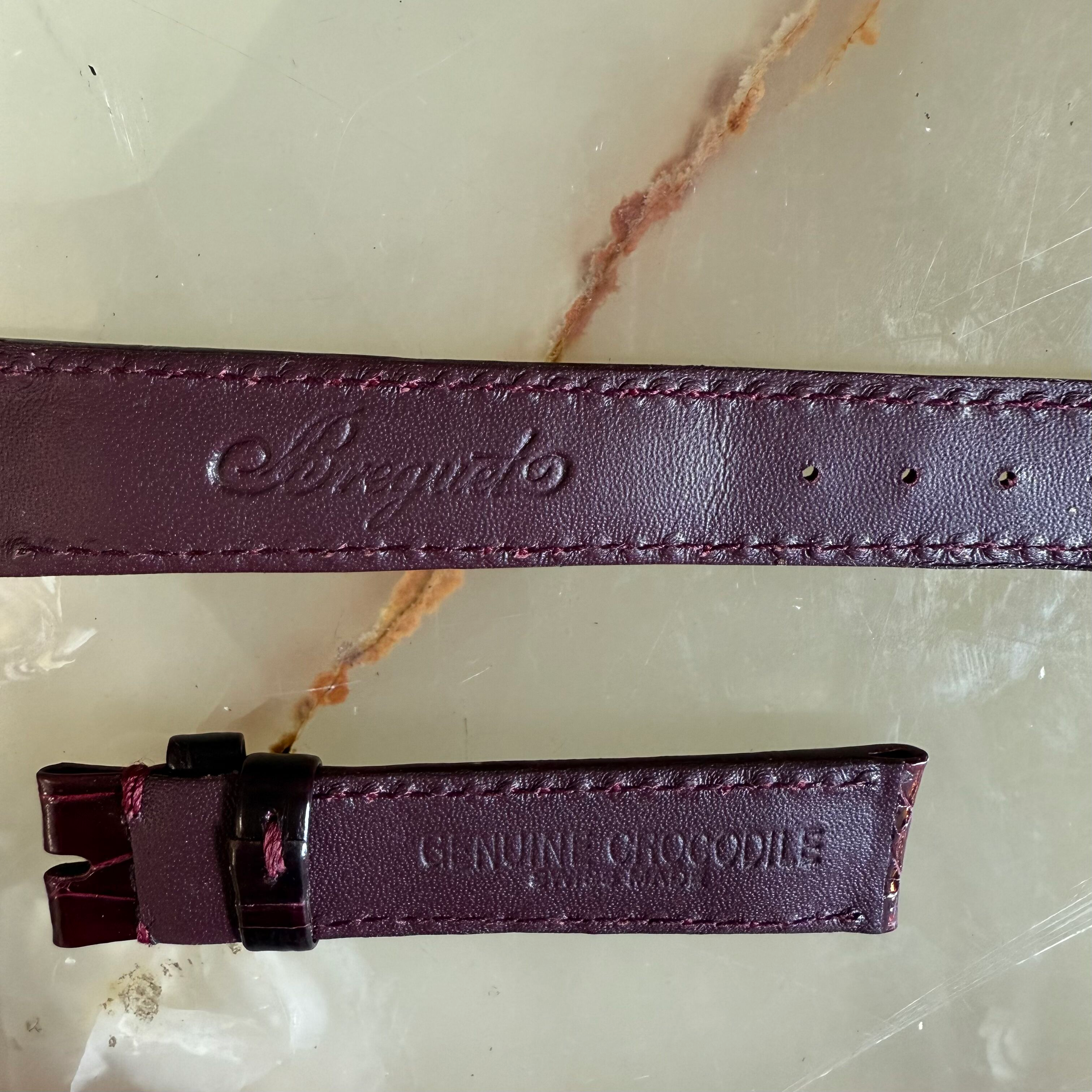 Authentic Breguet Burgundy Crocodile Watch Strap Band 17mm Padded & Stitched