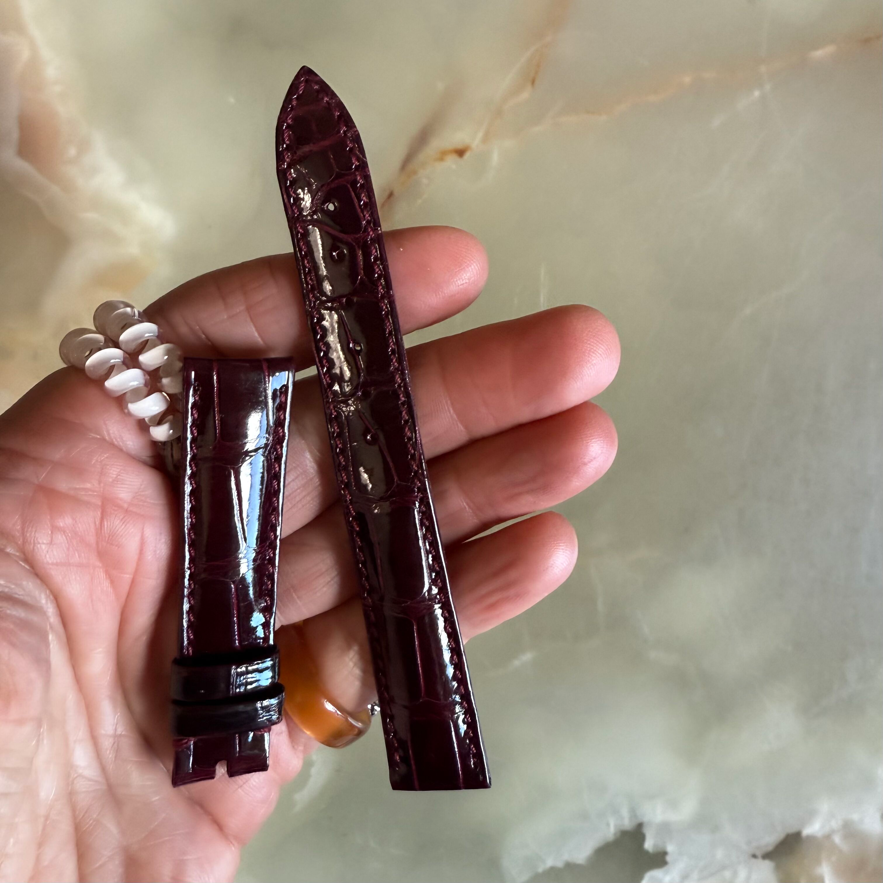 Authentic Breguet Burgundy Crocodile Watch Strap Band 17mm Padded & Stitched