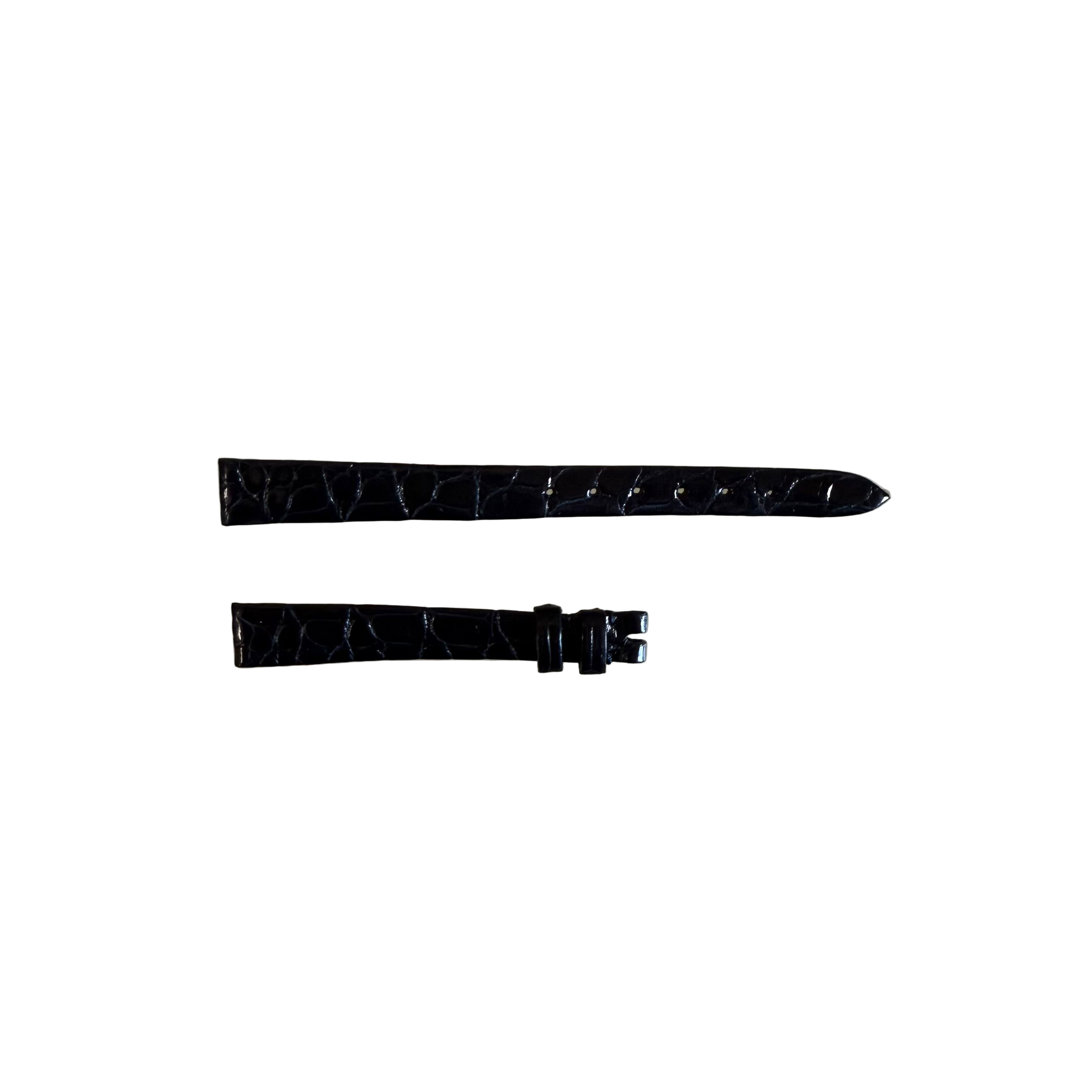 Authentic Breguet Black Shiny Crocodile Watch Strap Band 10.5mm