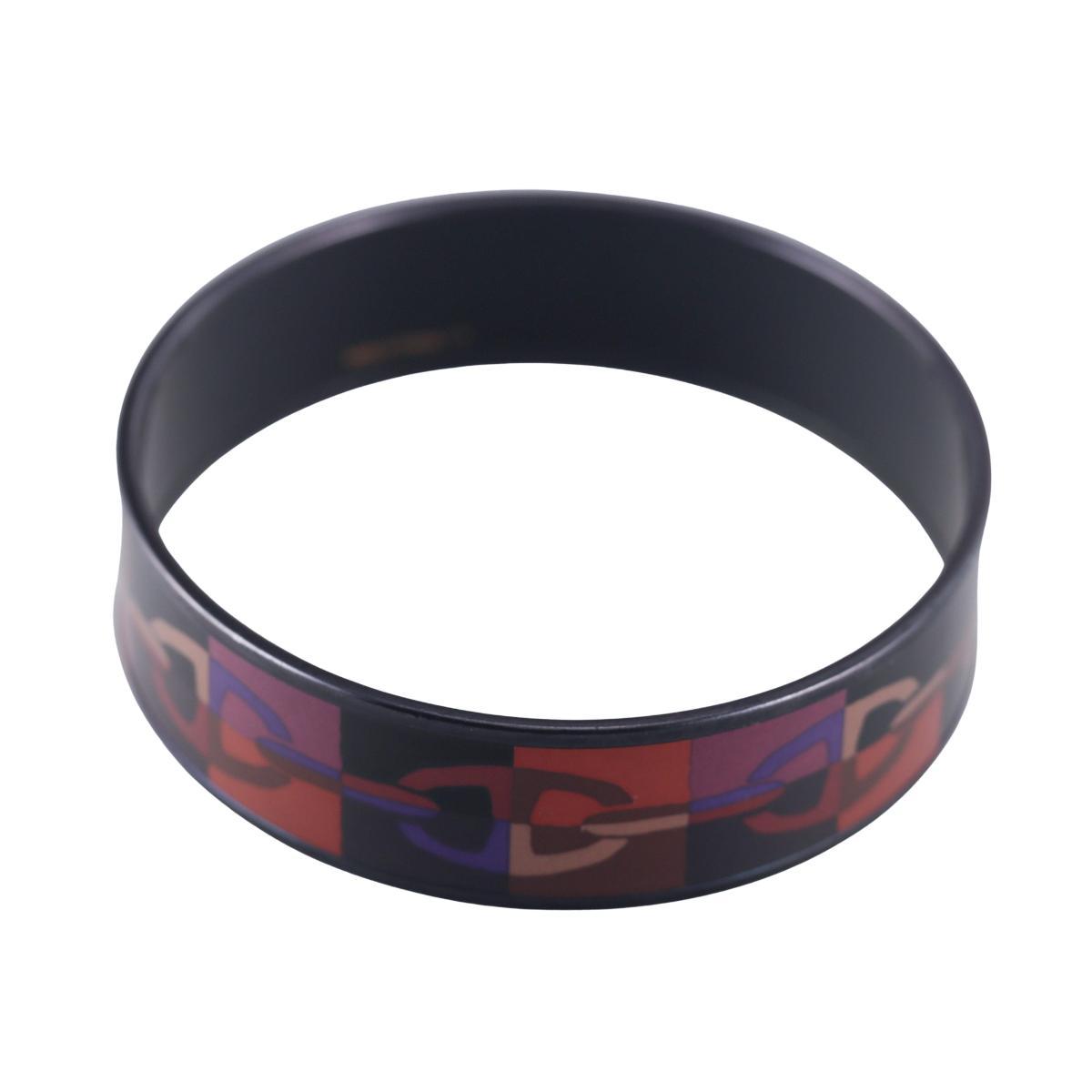 Hermes Enamel Printed Optique Chaine D'Ancre Wide Bracelet
