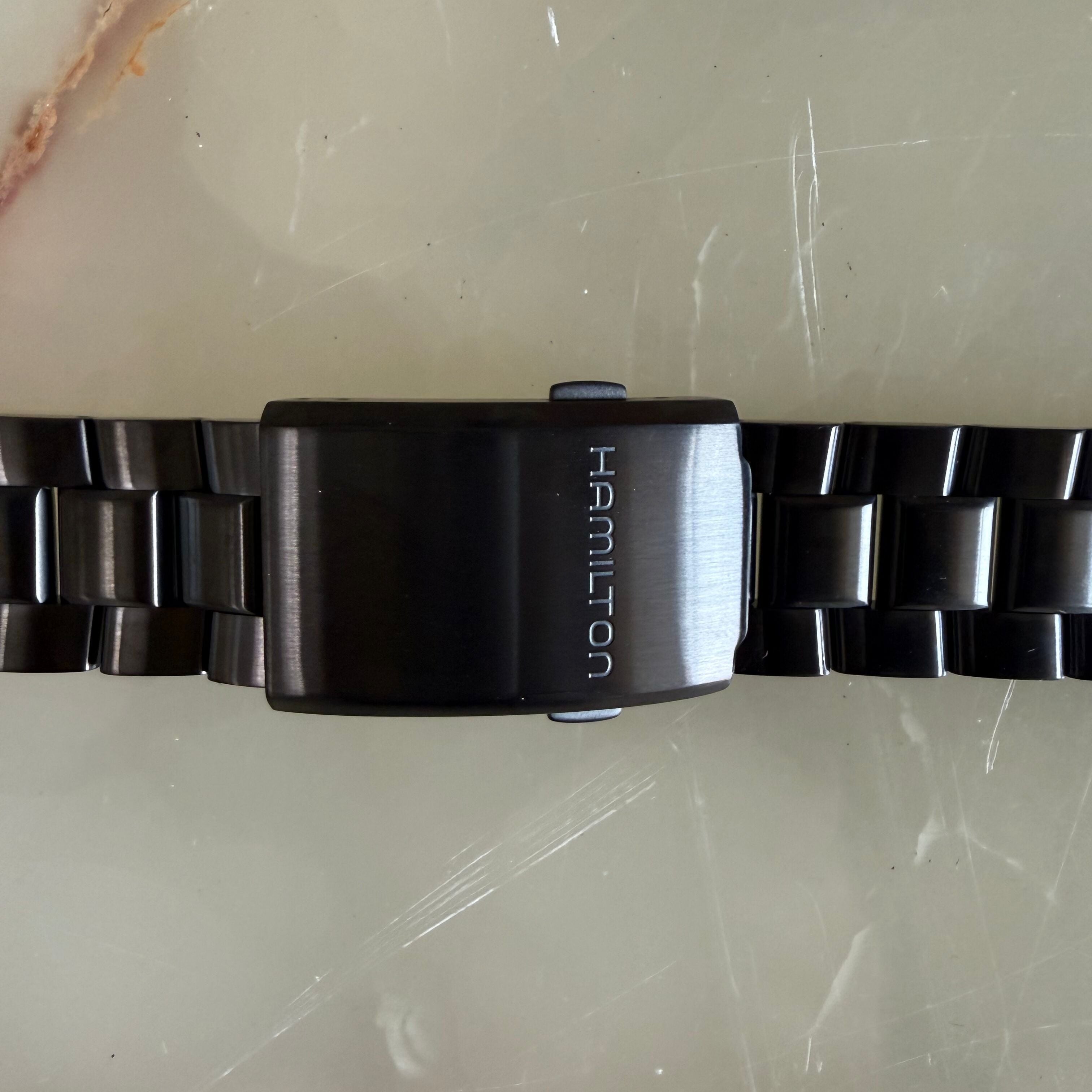 Authentic Hamilton Stainless Steel Black 22mm Watch Bracelet H605776103