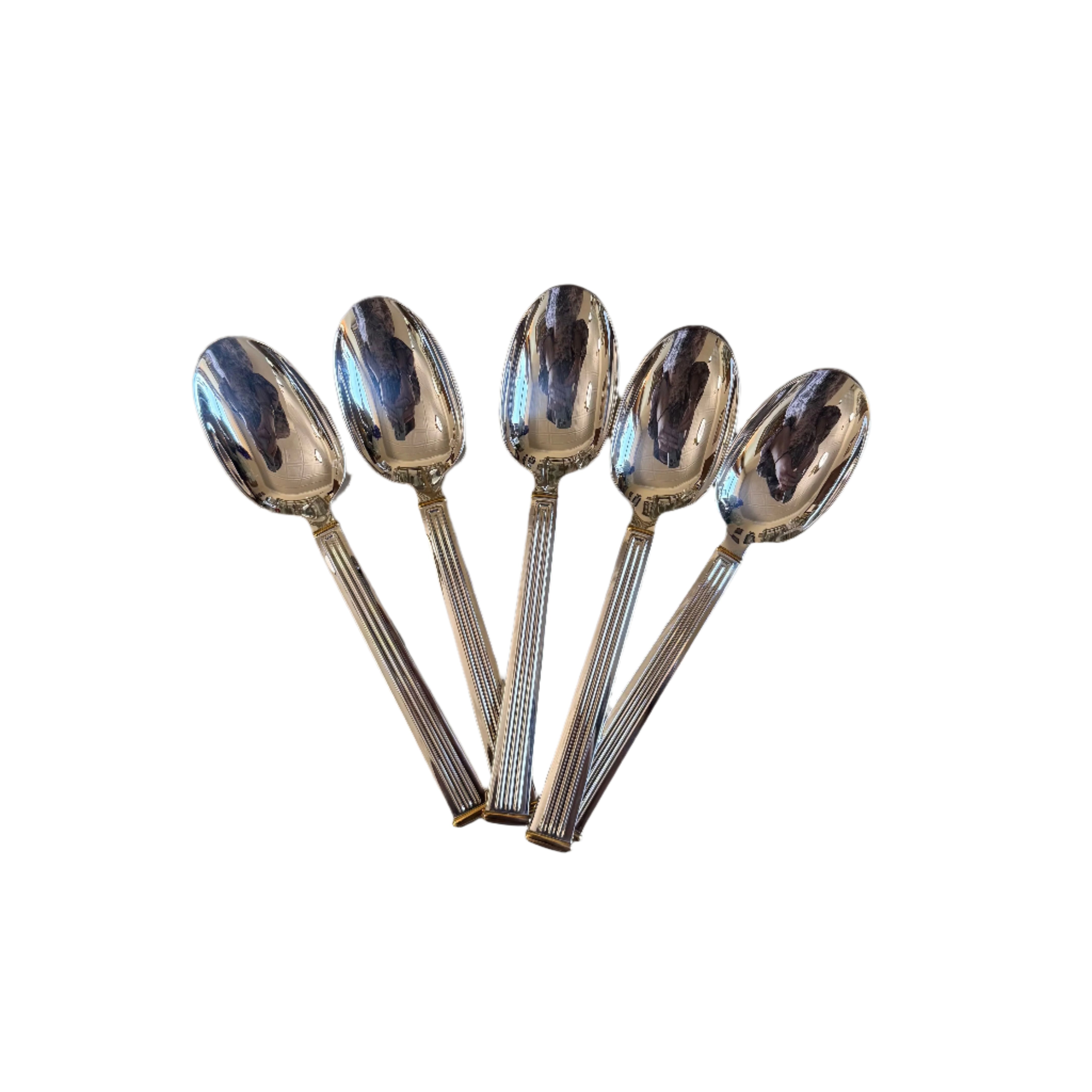 Christofle Triade Gold Rings Silver Plated Table Spoon Set of 5 1036002