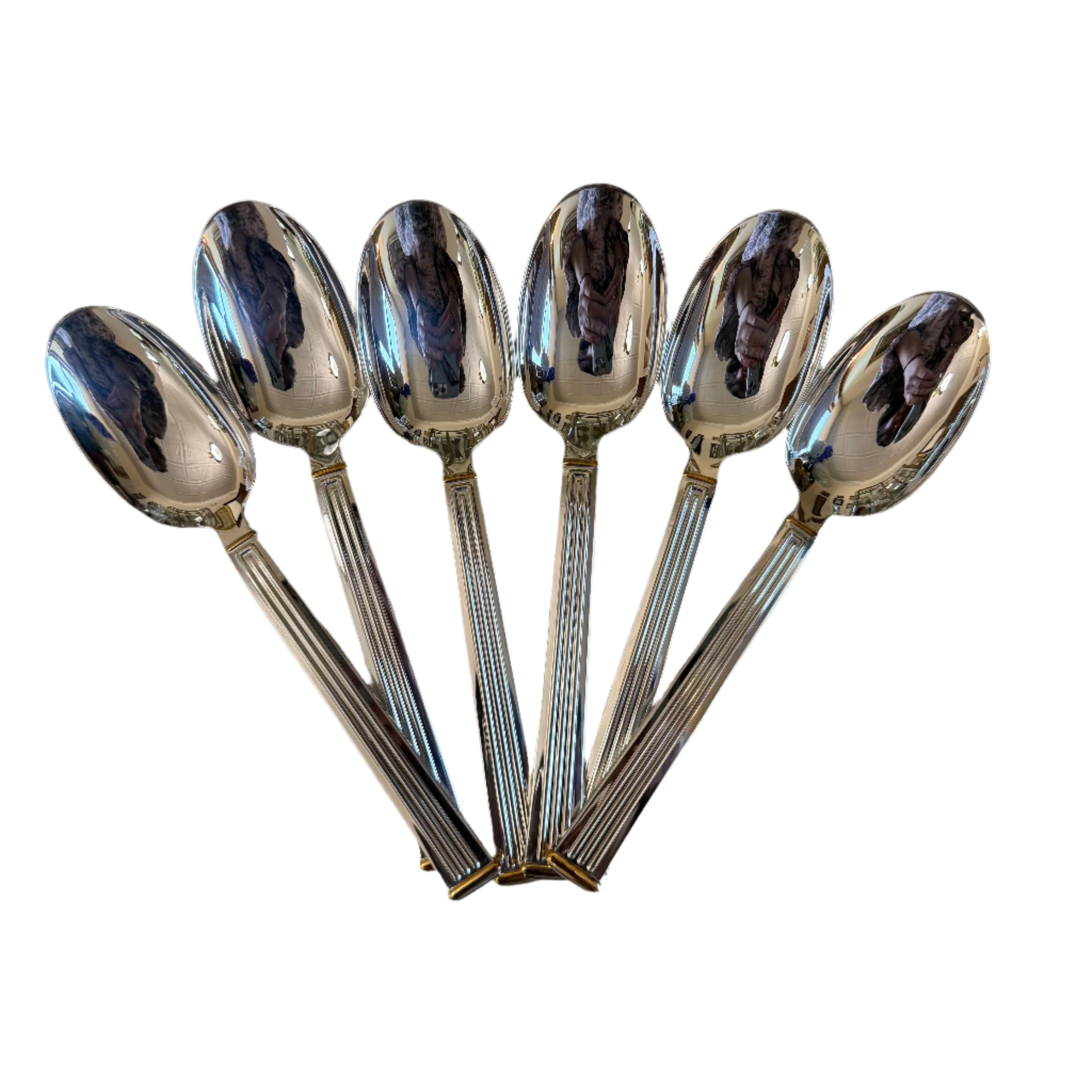 Christofle Triade Gold Rings Silver Plated Table Spoon Set of 6 1036002
