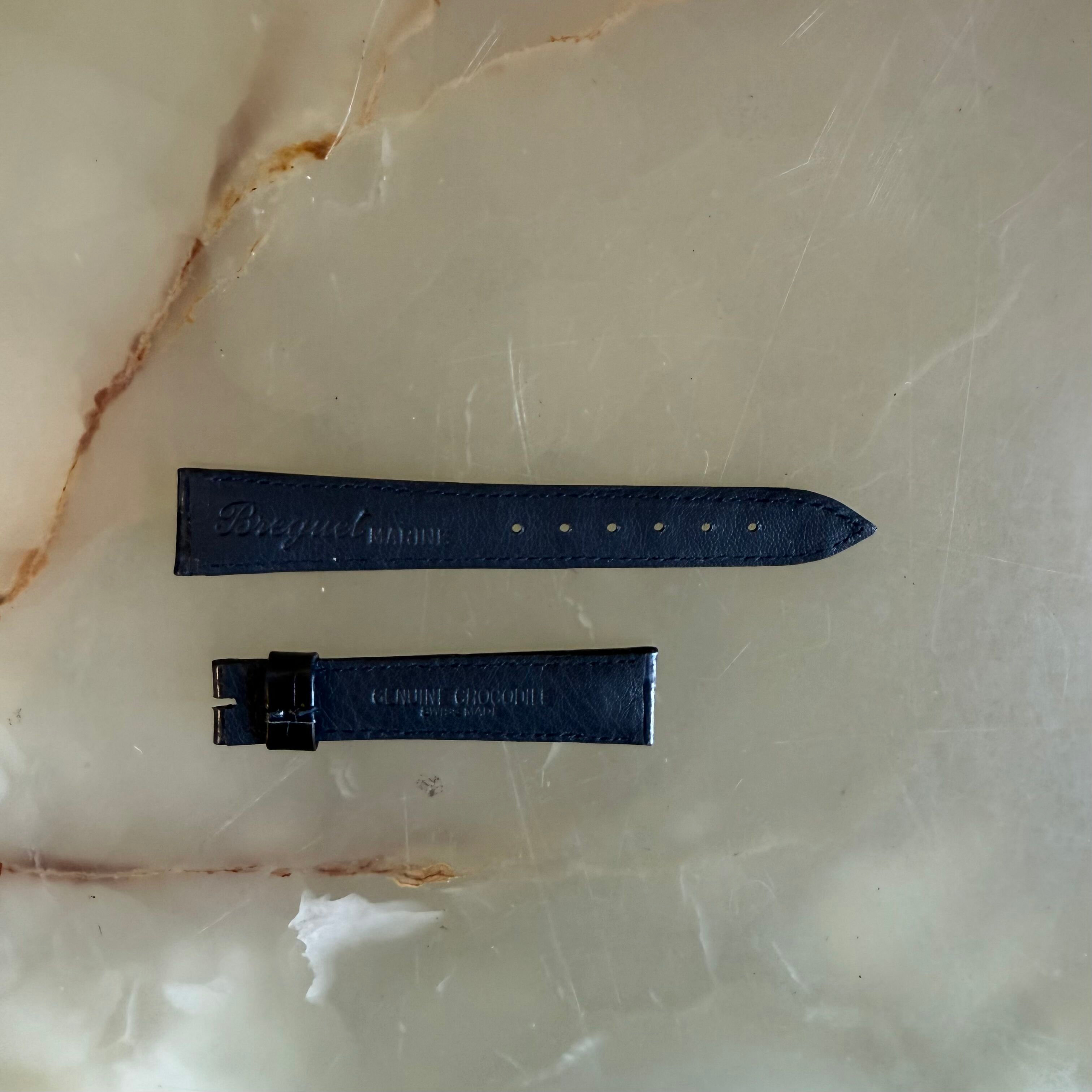 Authentic Breguet Blue Crocodile Watch Strap Band 17mm Padded & Stitched