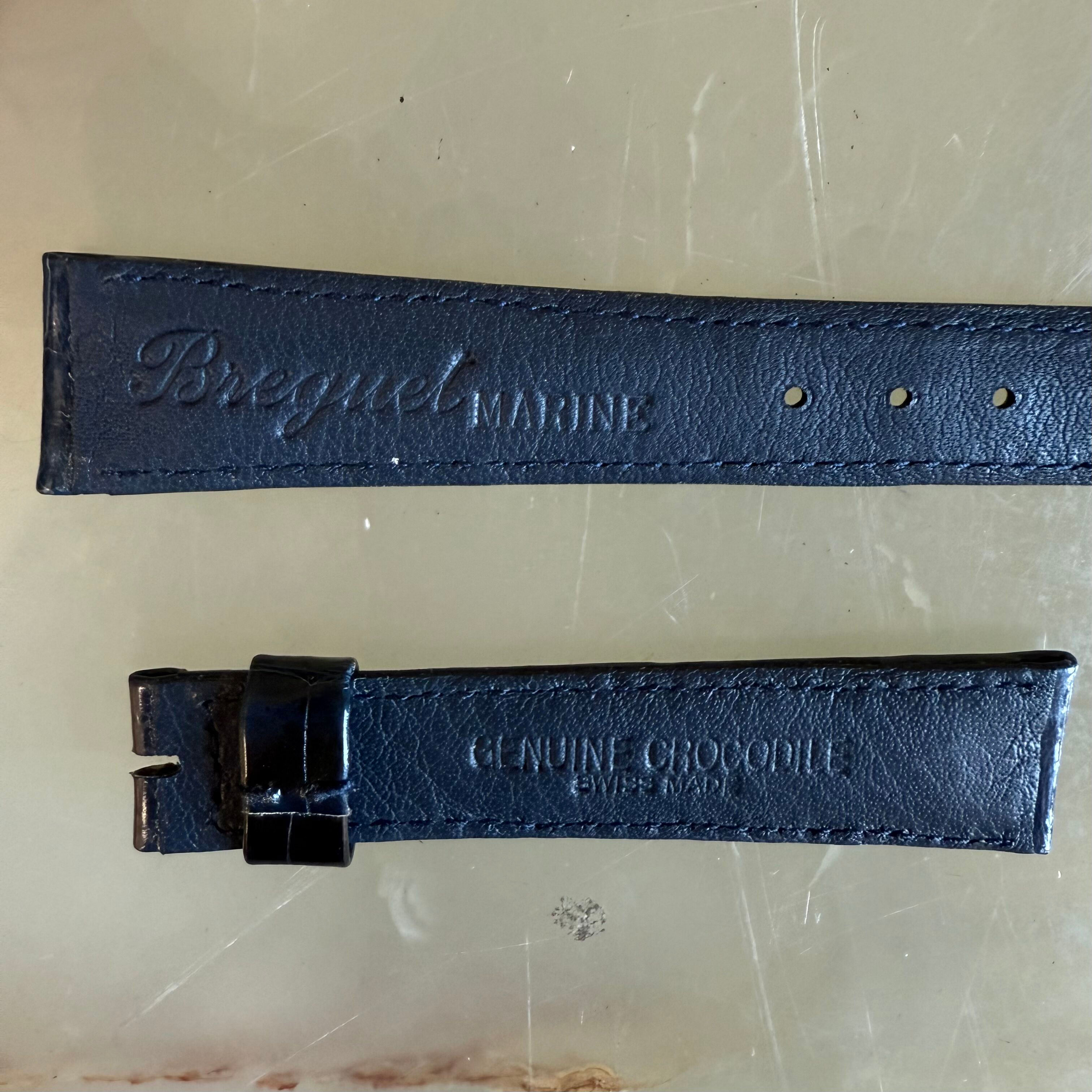 Authentic Breguet Blue Crocodile Watch Strap Band 17mm Padded & Stitched