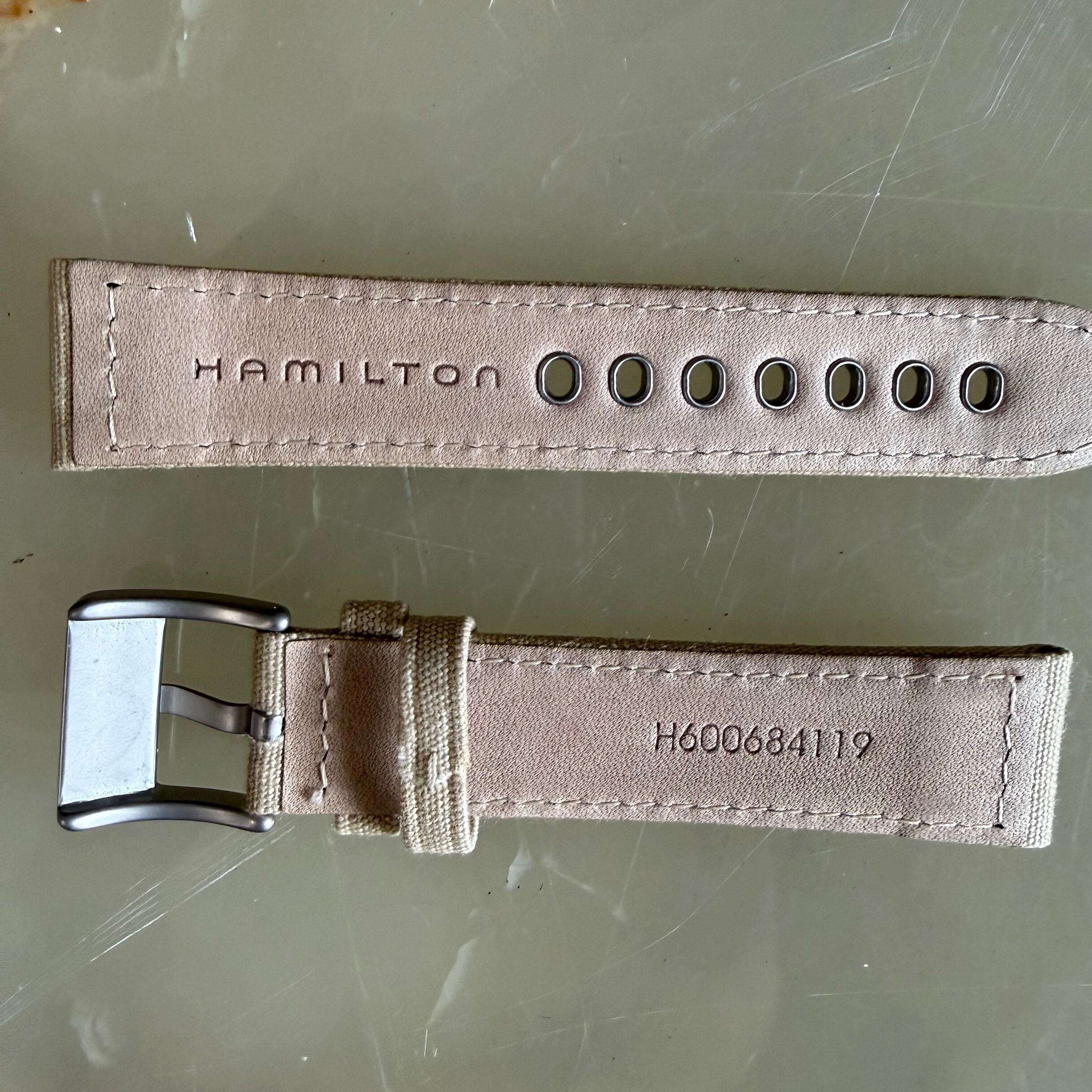 Authentic Hamilton Beige Texture/Leather Watch Strap Band 20mm w Buckle