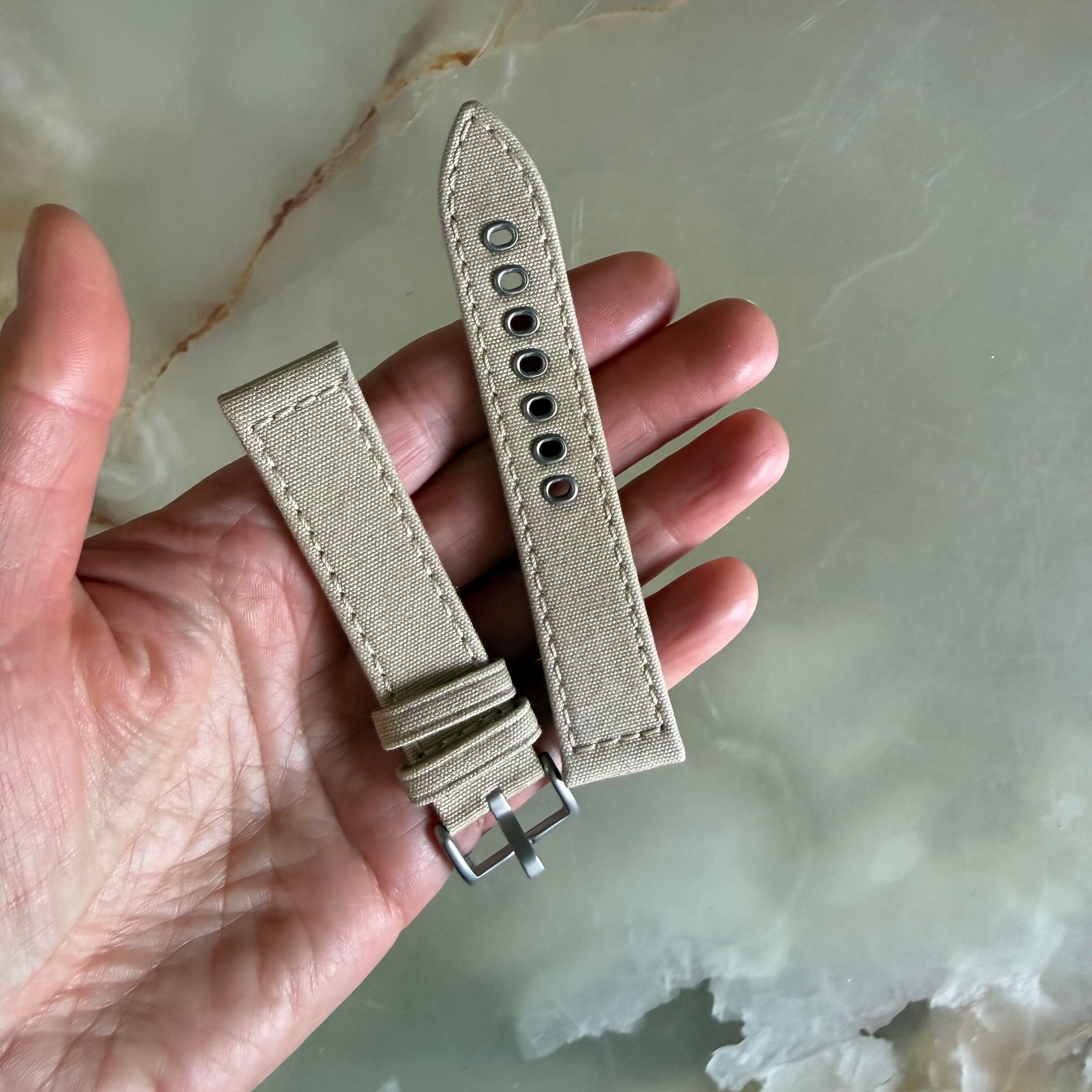 Authentic Hamilton Beige Texture/Leather Watch Strap Band 20mm w Buckle