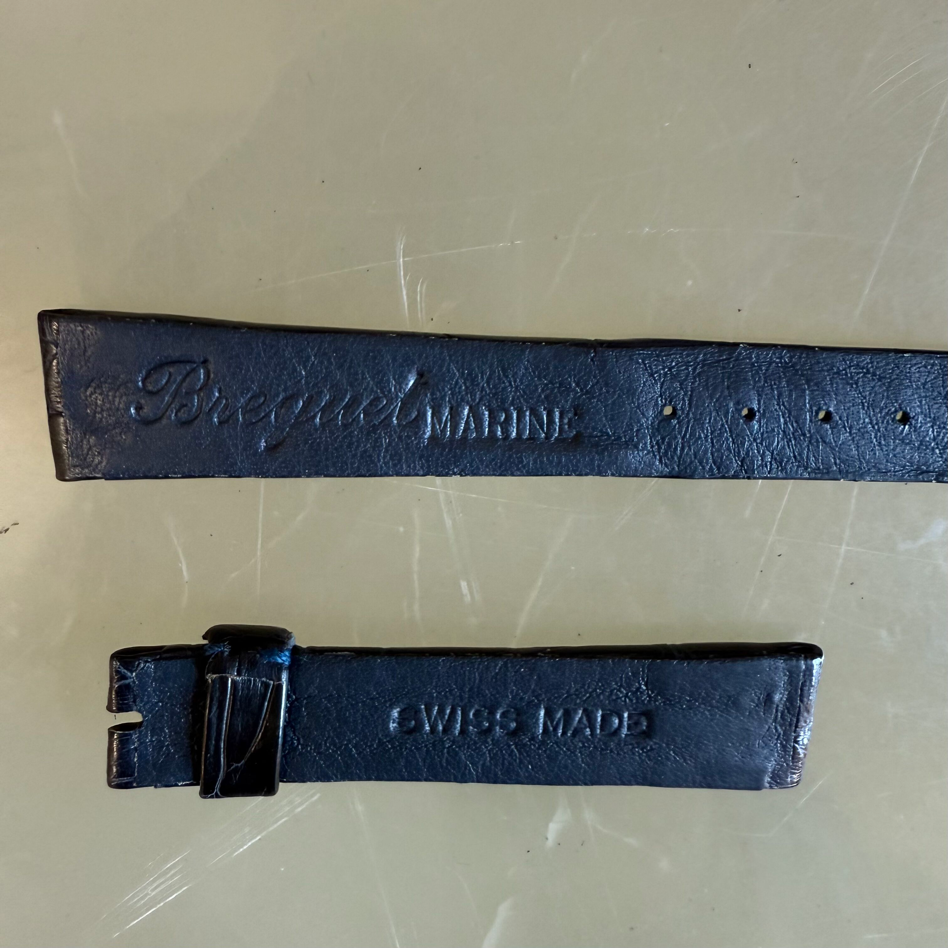 Authentic Breguet Blue Crocodile Watch Strap Band 14mm Padded & Stitched