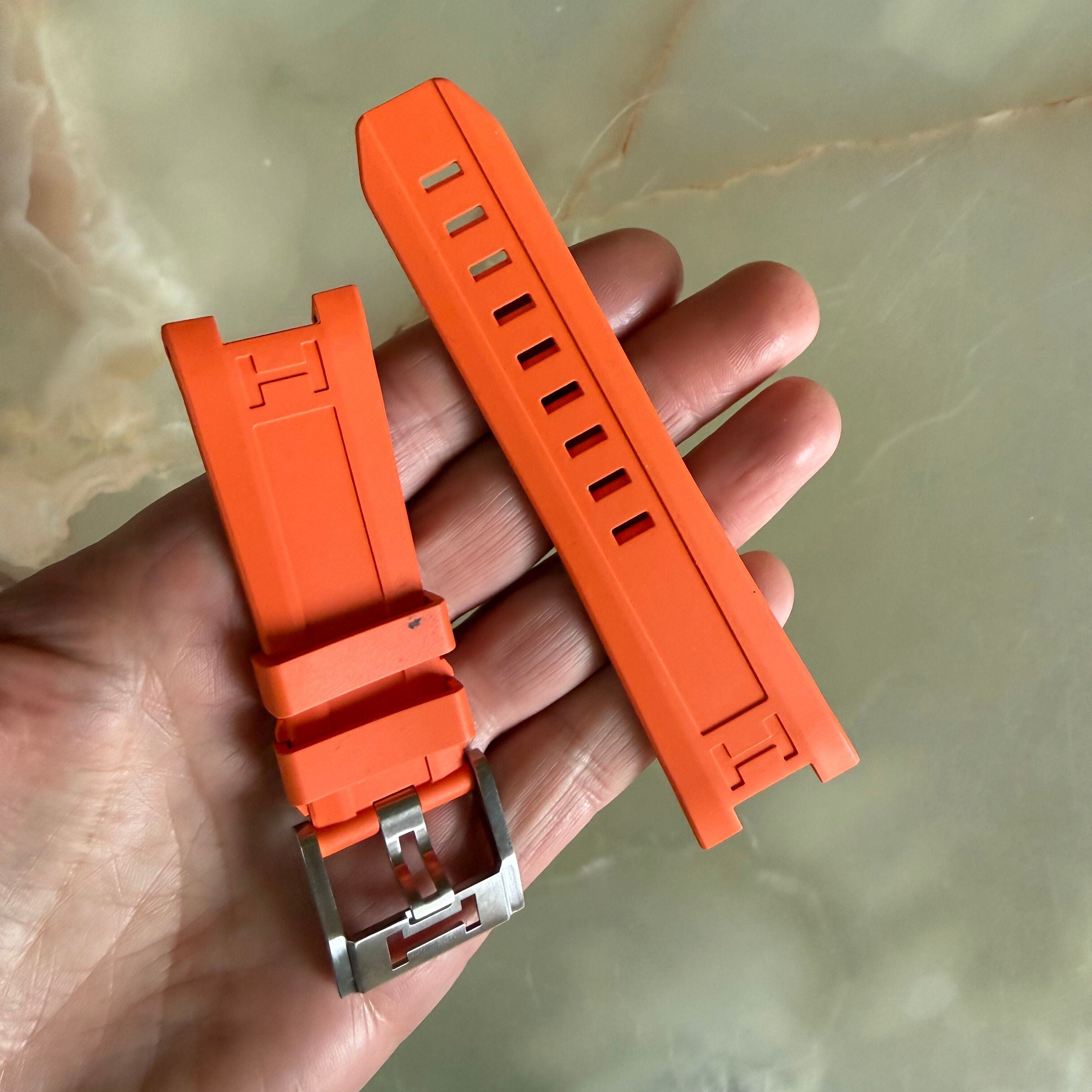 Authentic Hamilton Orange Rubber Watch Strap Band 26mm w Buckle