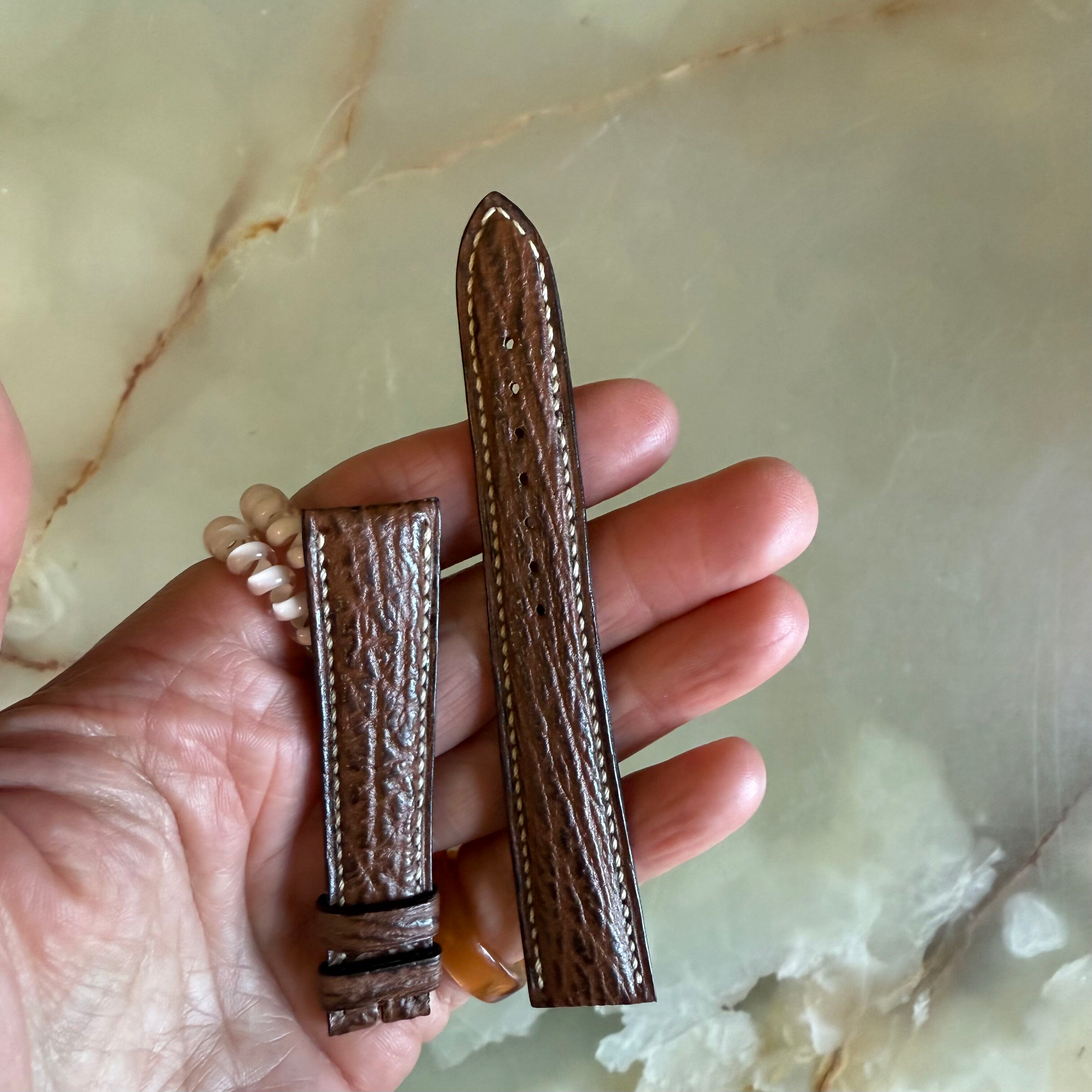Authentic Breguet Brown Shark Watch Strap Band 17.5mm Padded & Stitched