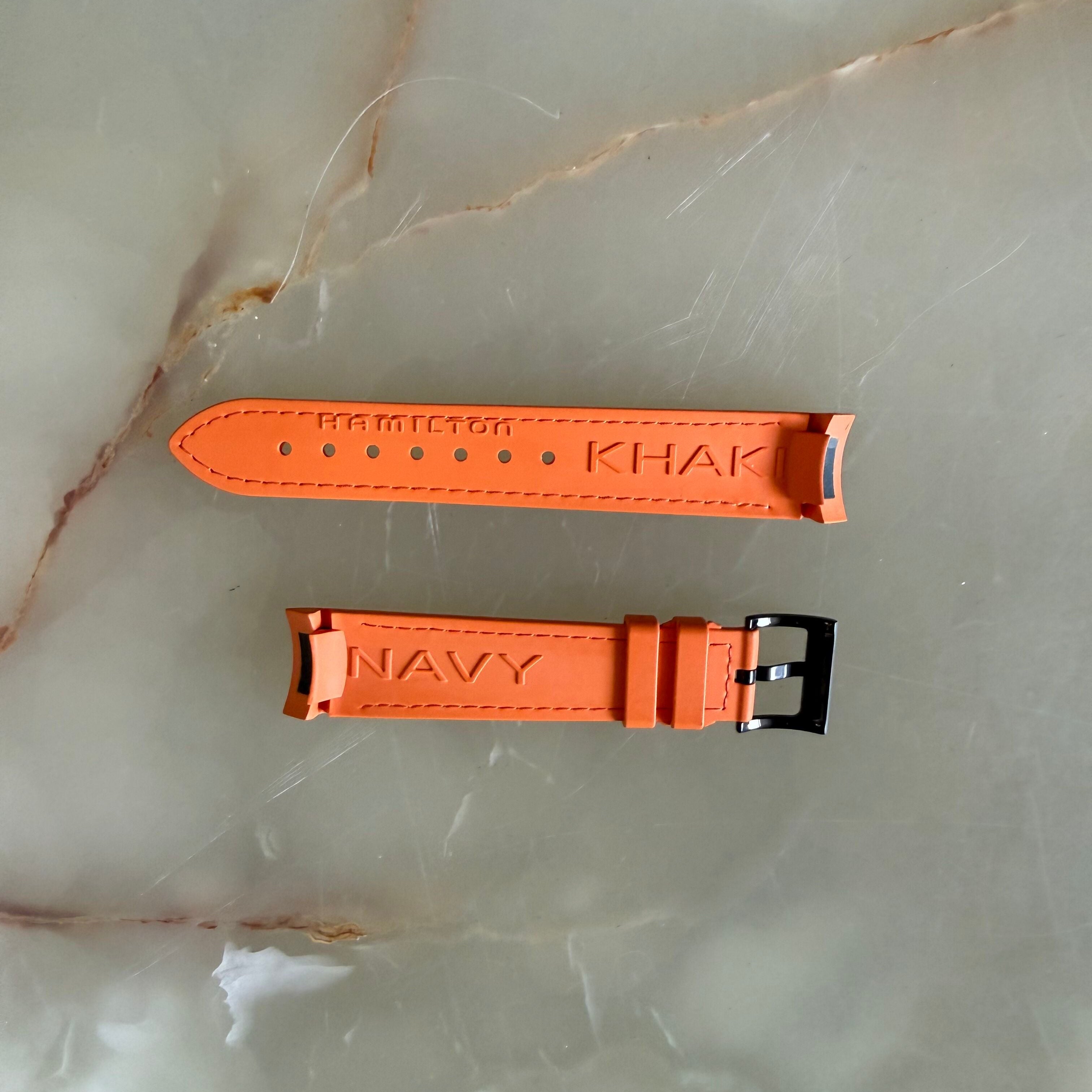 Authentic Hamilton Khaki Orange Rubber Watch Strap Band 20mm w Buckle