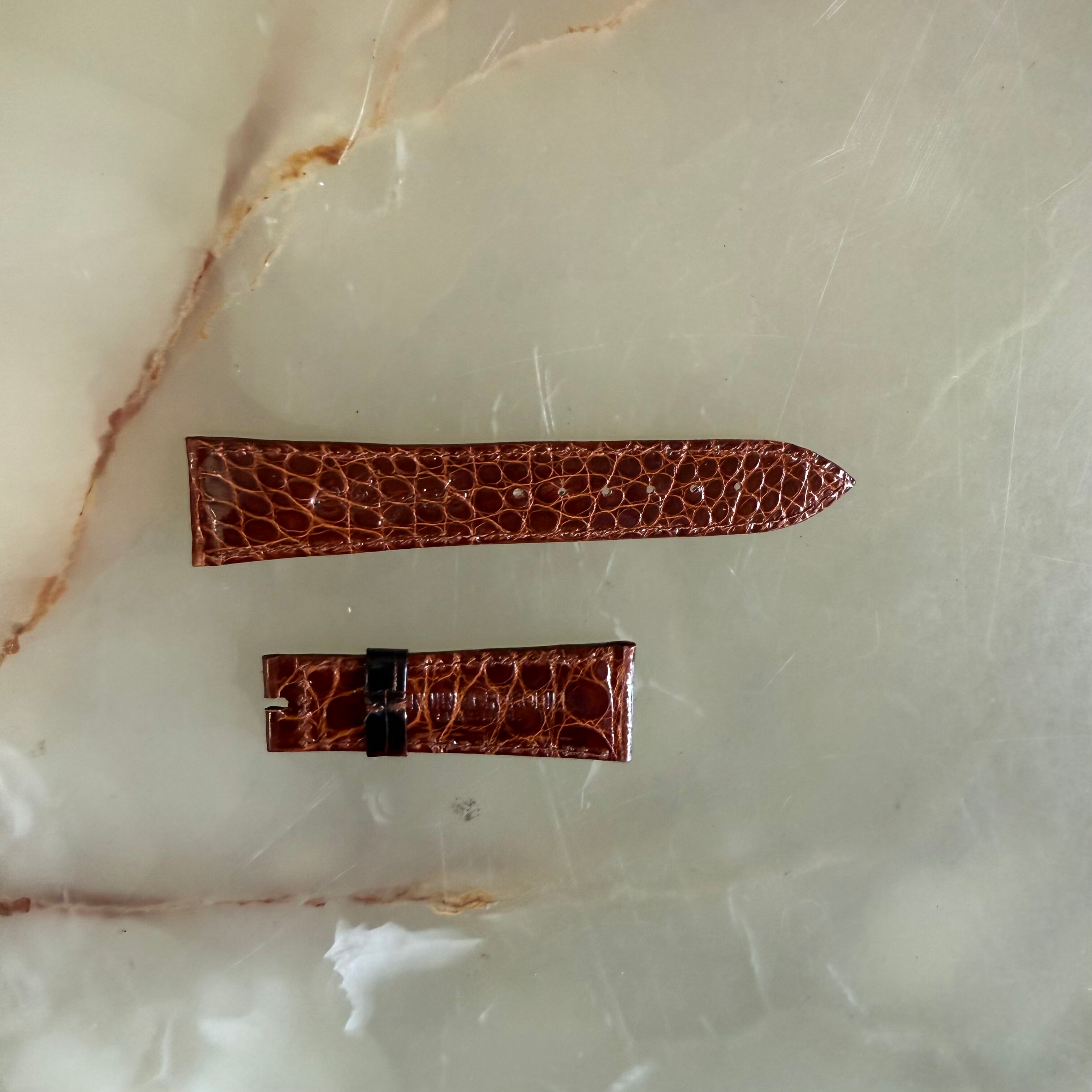 Authentic Breguet Brown Shiny Crocodile Watch Strap Band 20mm Padded & Stitched
