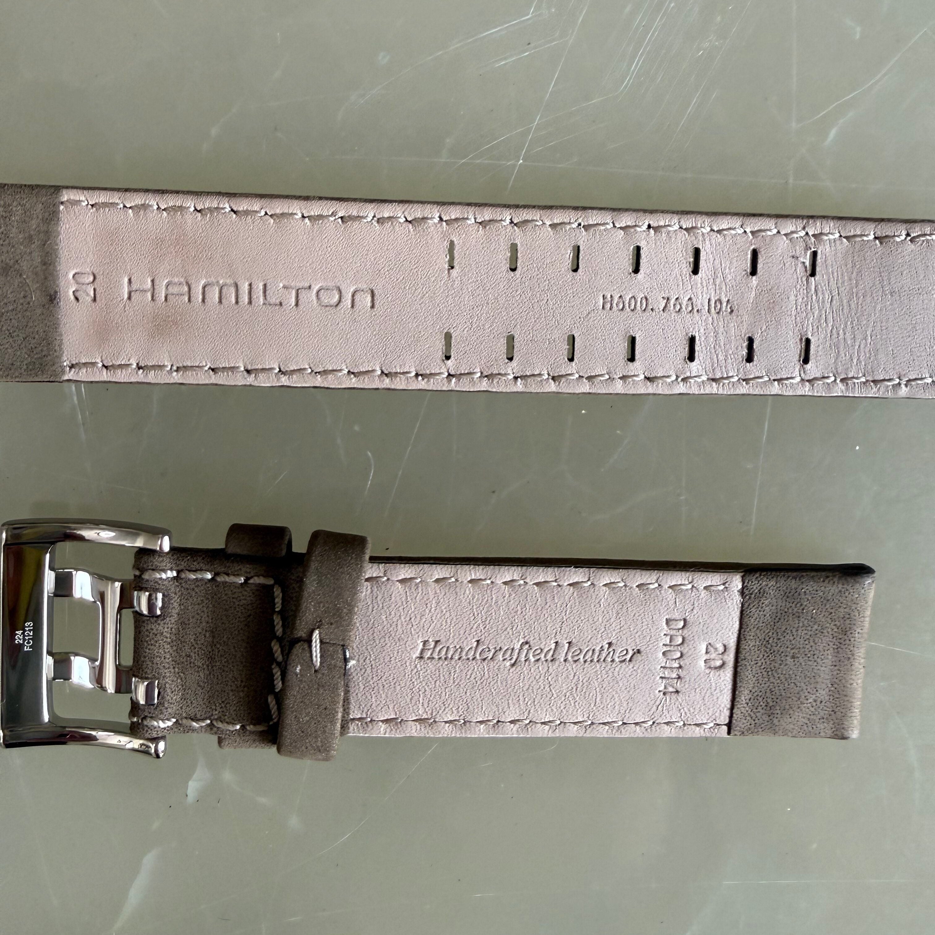 Authentic Hamilton Beige Leather Watch Strap Band 20mm w Buckle H600.766.104