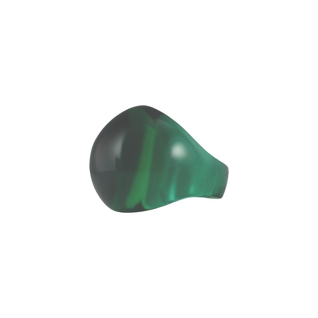 Lalique Cabochon Emerald Green Crystal Ring 6491000