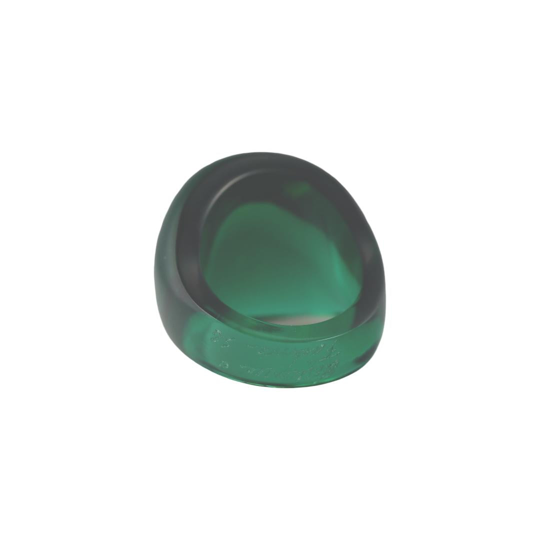 Lalique Cabochon Emerald Green Crystal Ring 6521000