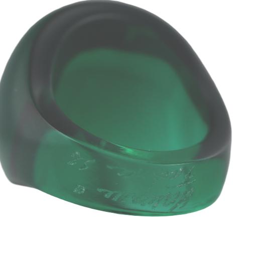 Lalique Cabochon Emerald Green Crystal Ring 6521000