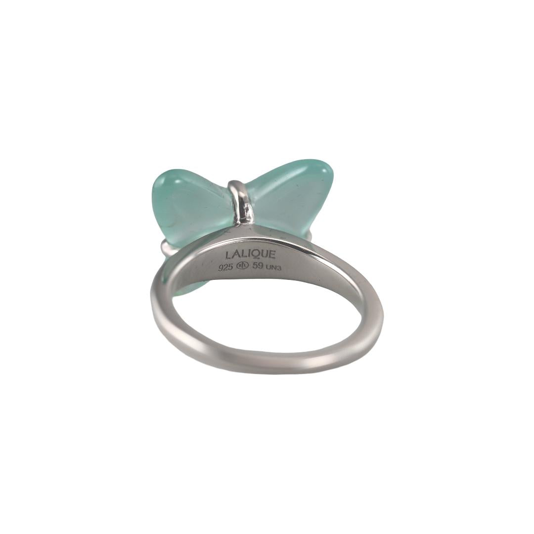Lalique Papillon Sterling Silver Lagoon Crystal Butterfly Ring 10752800