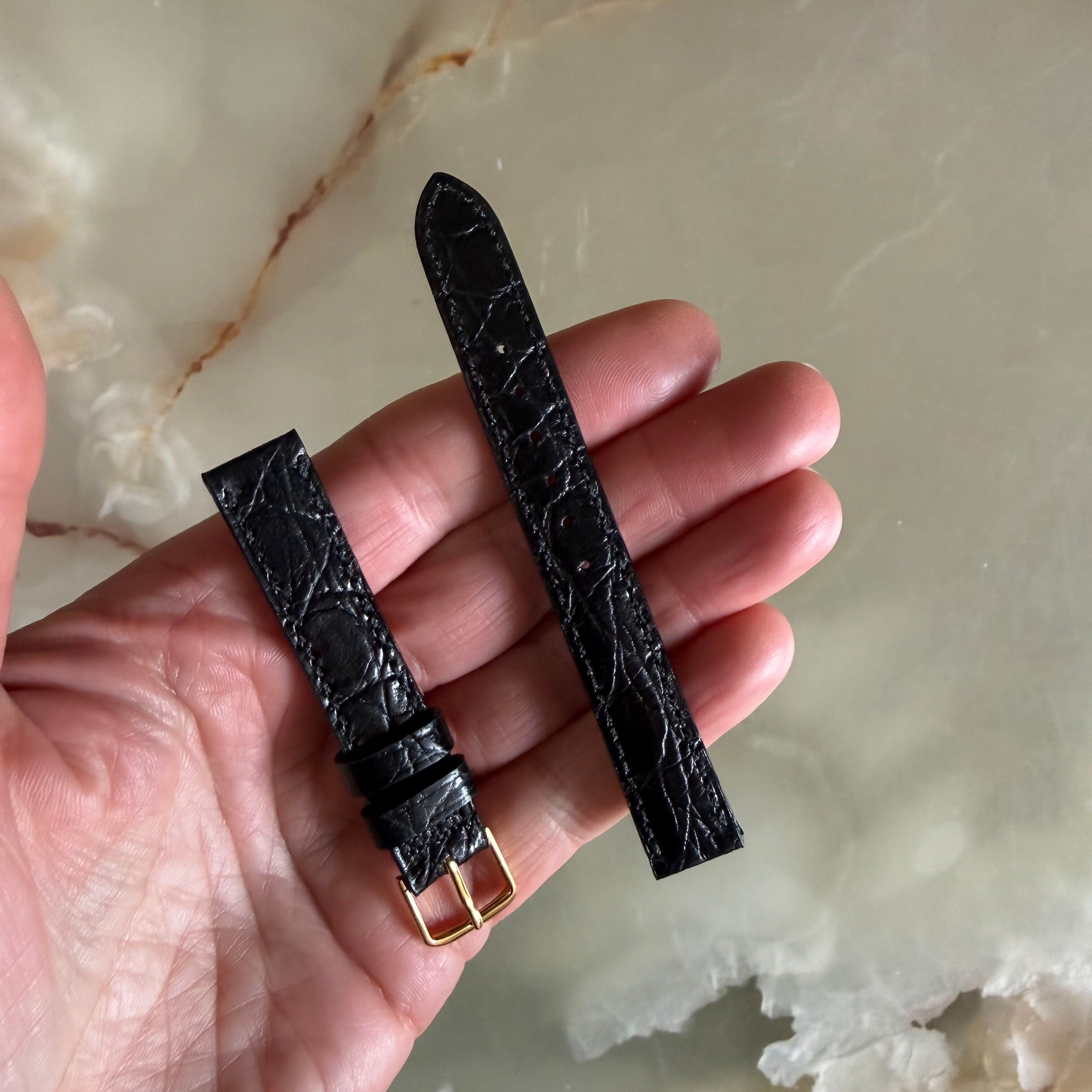 Authentic Hamilton Black Genuine Leather Watch Strap Band 13mm w Buckle