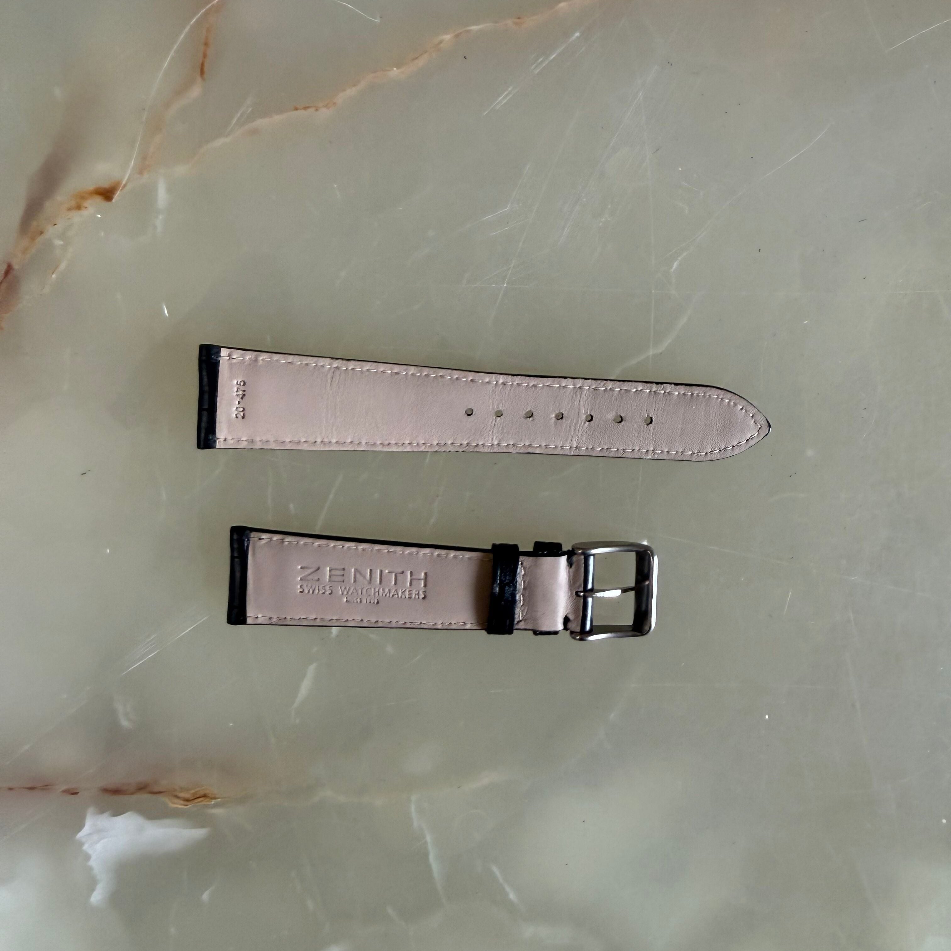 Authentic Zenith Black Alligator Watch Strap Band 20mm w Buckle