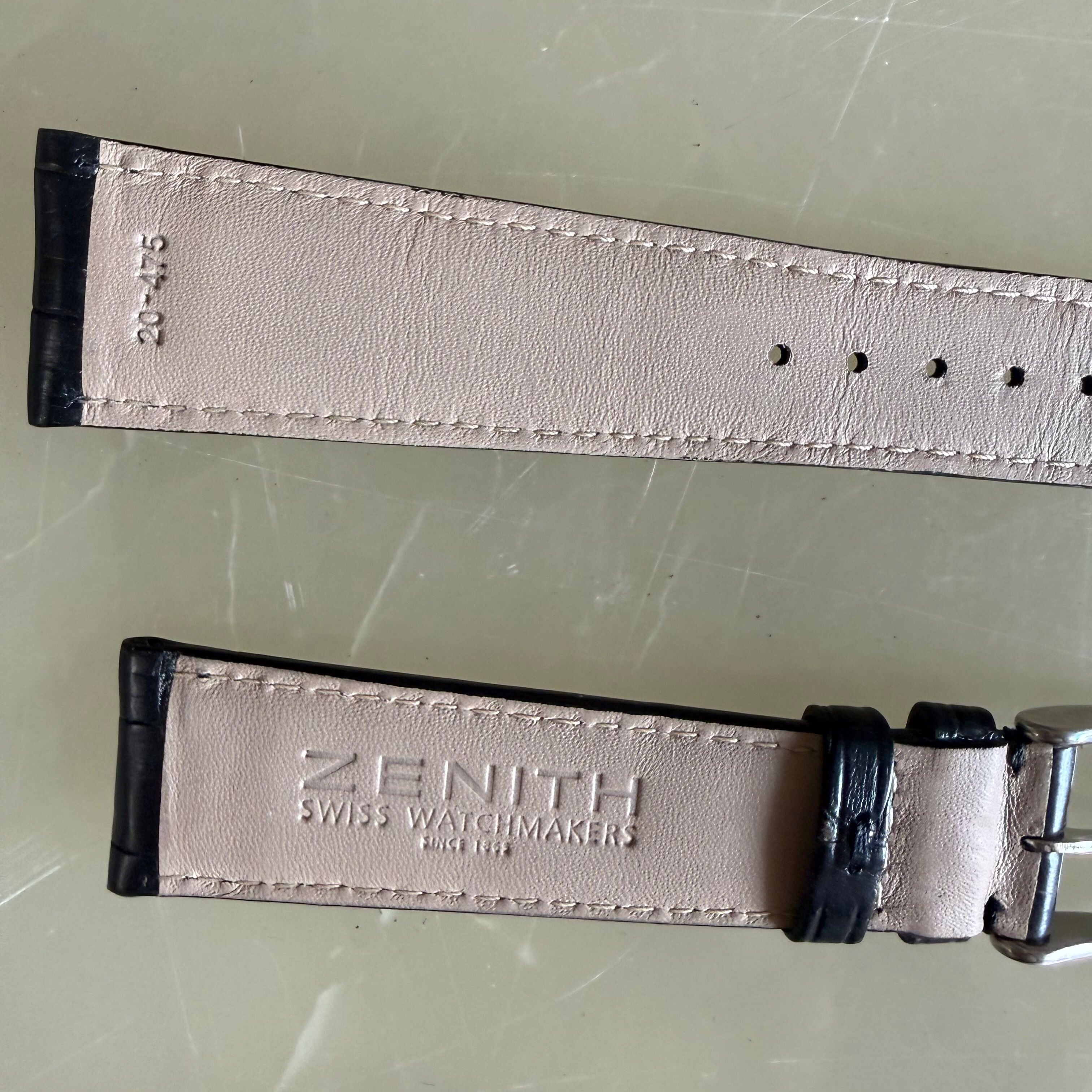 Authentic Zenith Black Alligator Watch Strap Band 20mm w Buckle