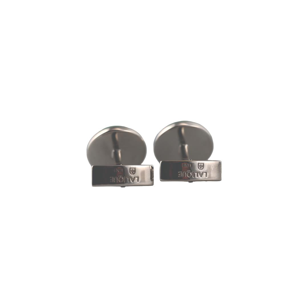 Lalique Toupie Spinning Top Lagoon Crystal Palladium Cufflinks 10728700