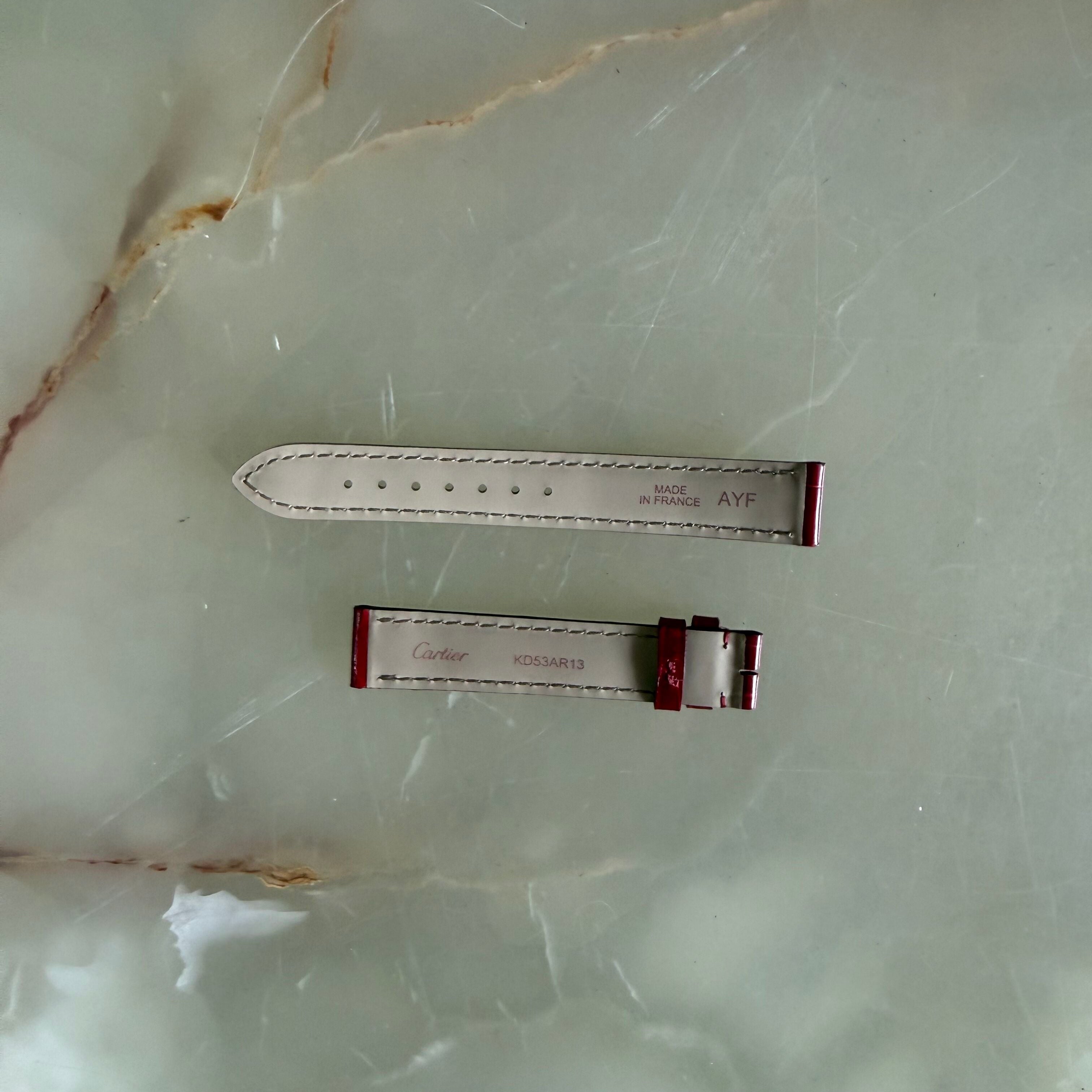 Authentic Cartier Red Alligator Watch Strap Band 15mm KD53AR13