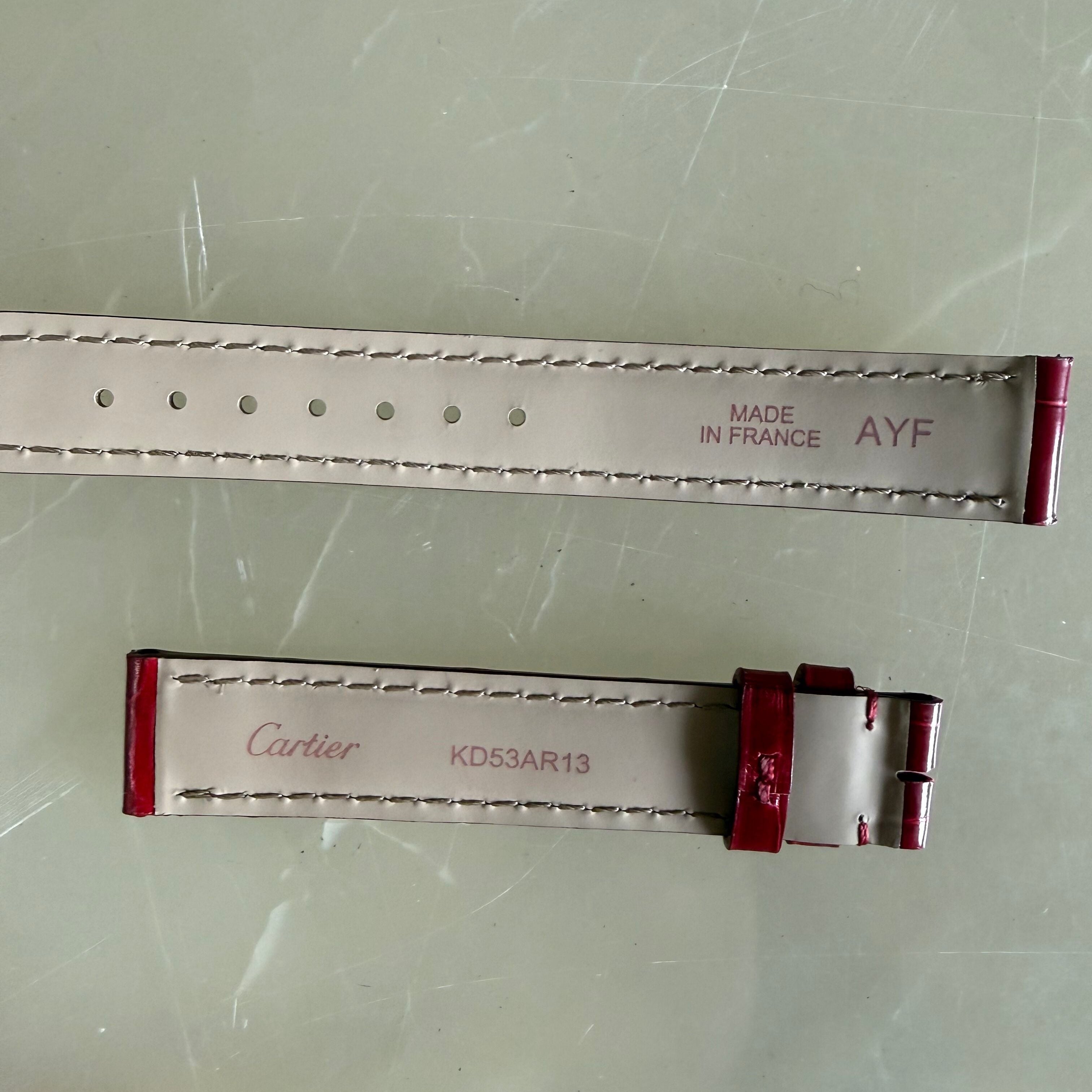 Authentic Cartier Red Alligator Watch Strap Band 15mm KD53AR13
