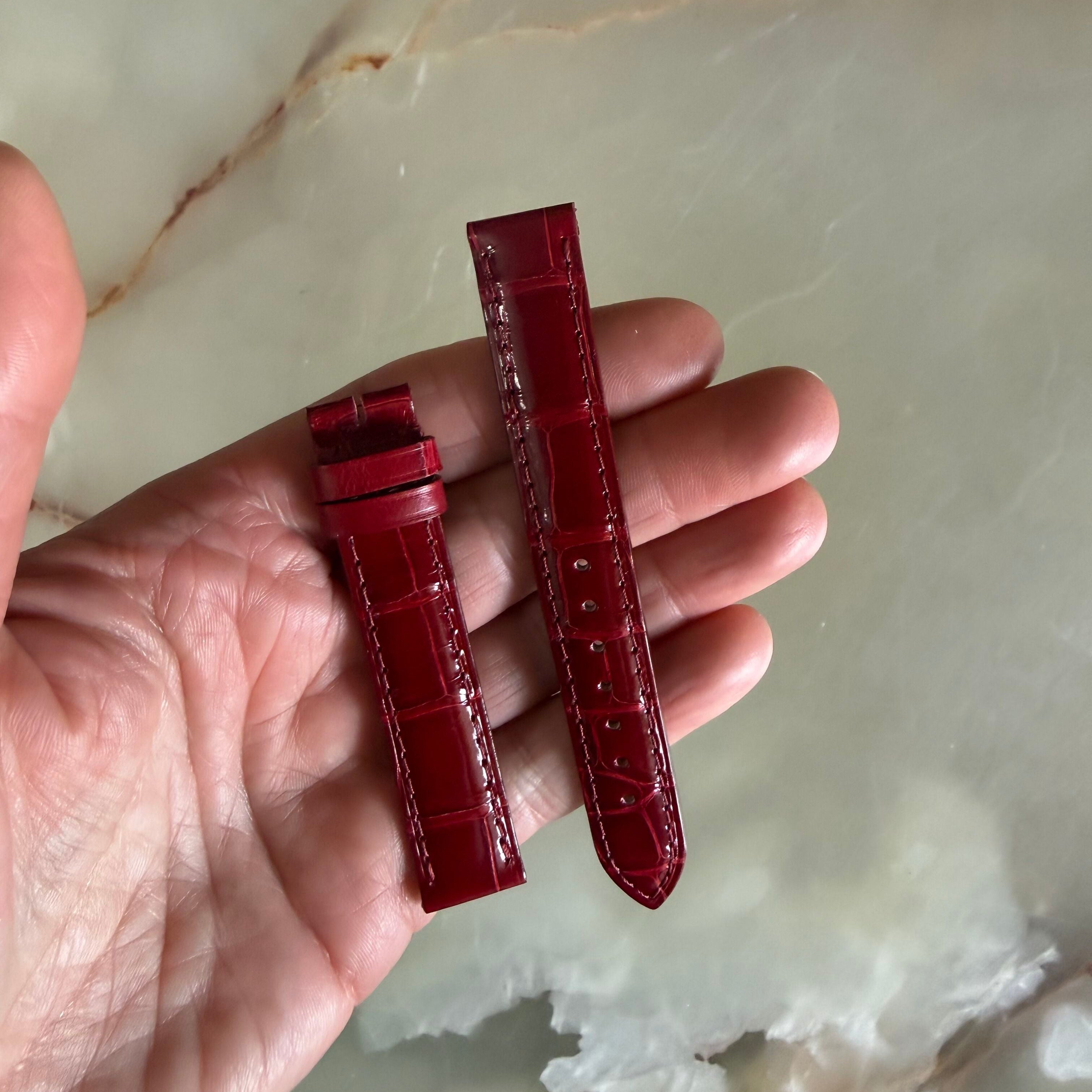 Authentic Cartier Red Alligator Watch Strap Band 15mm KD53AR13