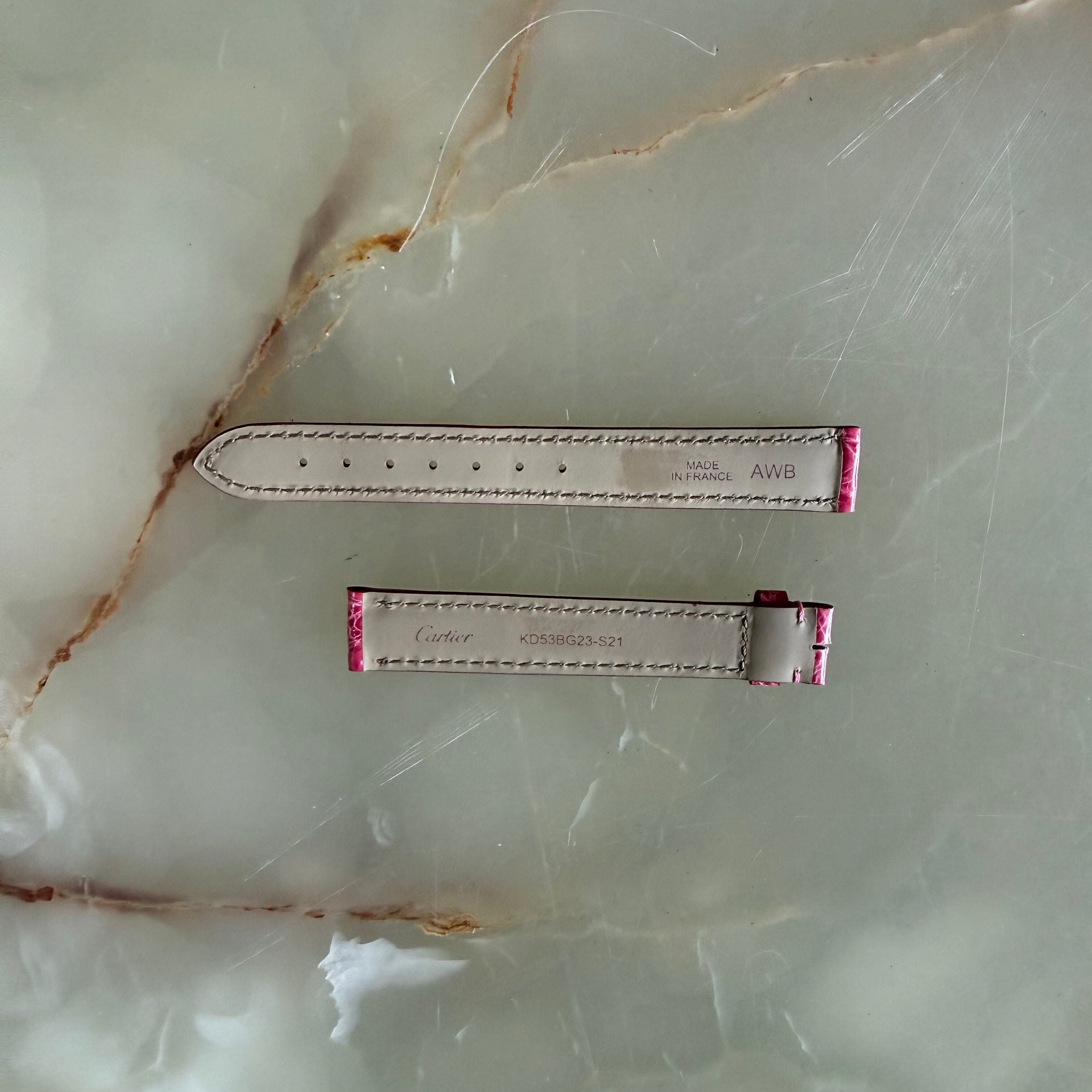 Authentic Cartier Pink Alligator Watch Strap Band 15mm KD53BG23-S21