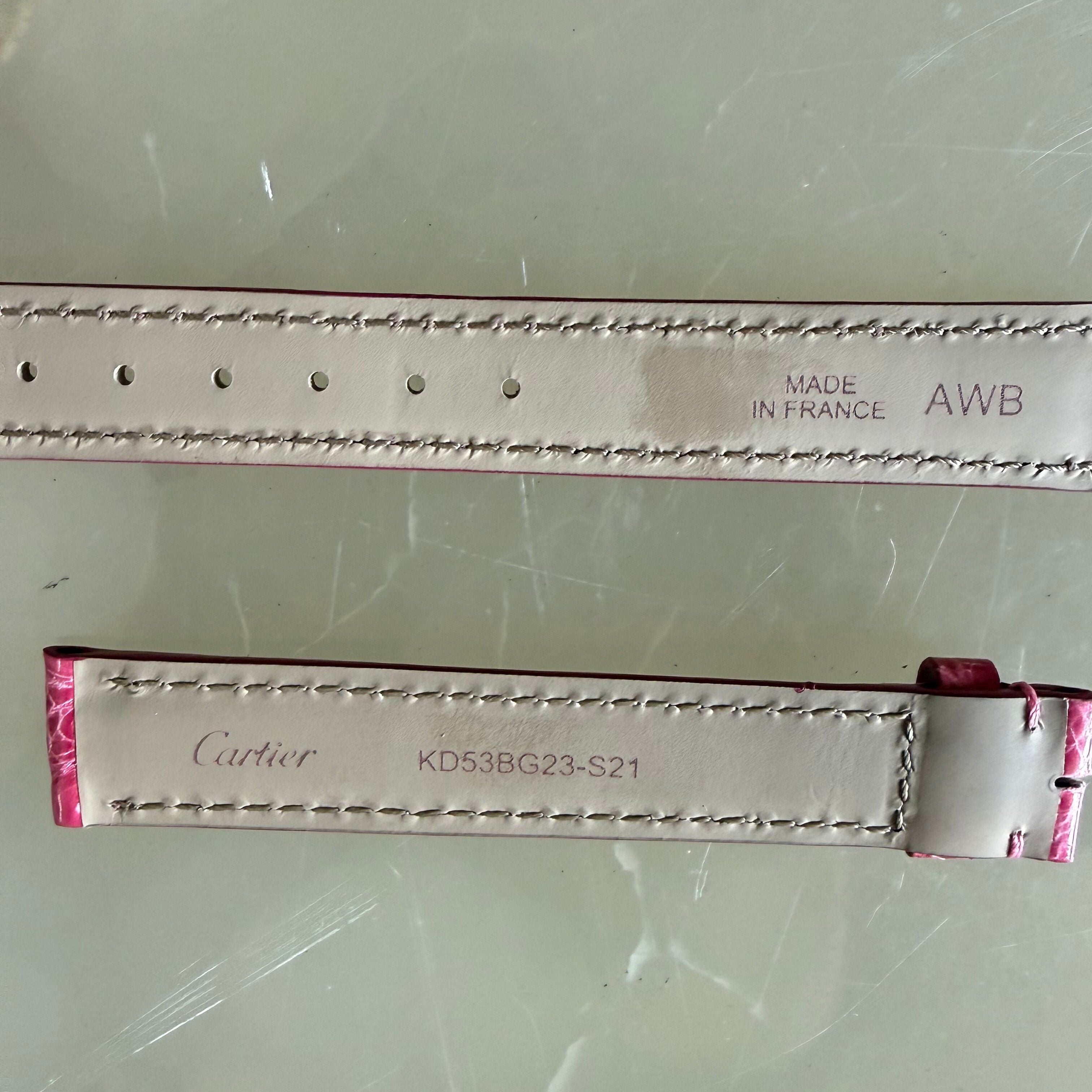 Authentic Cartier Pink Alligator Watch Strap Band 15mm KD53BG23-S21