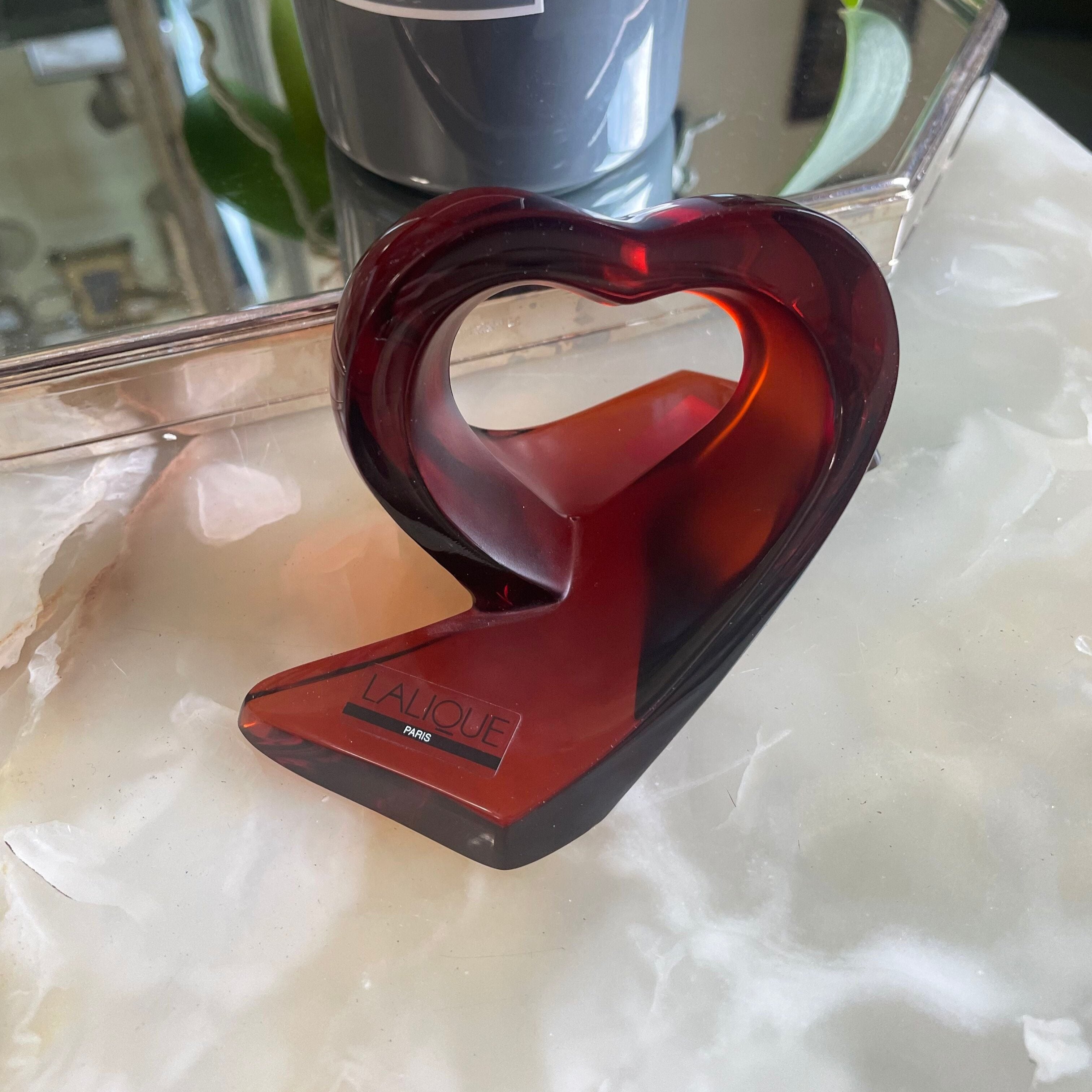 Lalique Heart Ribbon Figure Red 1402500 Brand New Old Stock