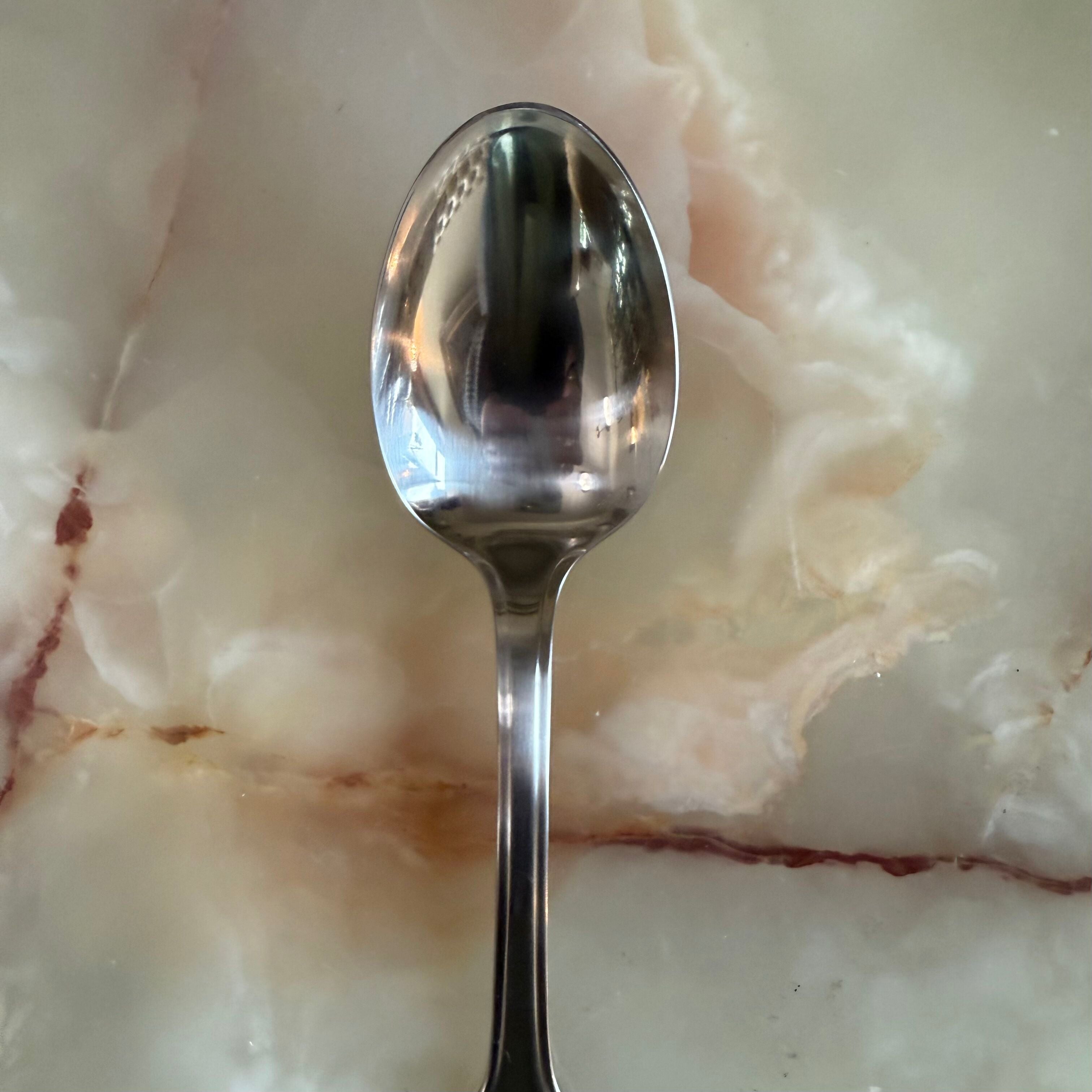 Christofle Bearn Stainless Steel Oval Bowl Spoon Set of 12 2417002