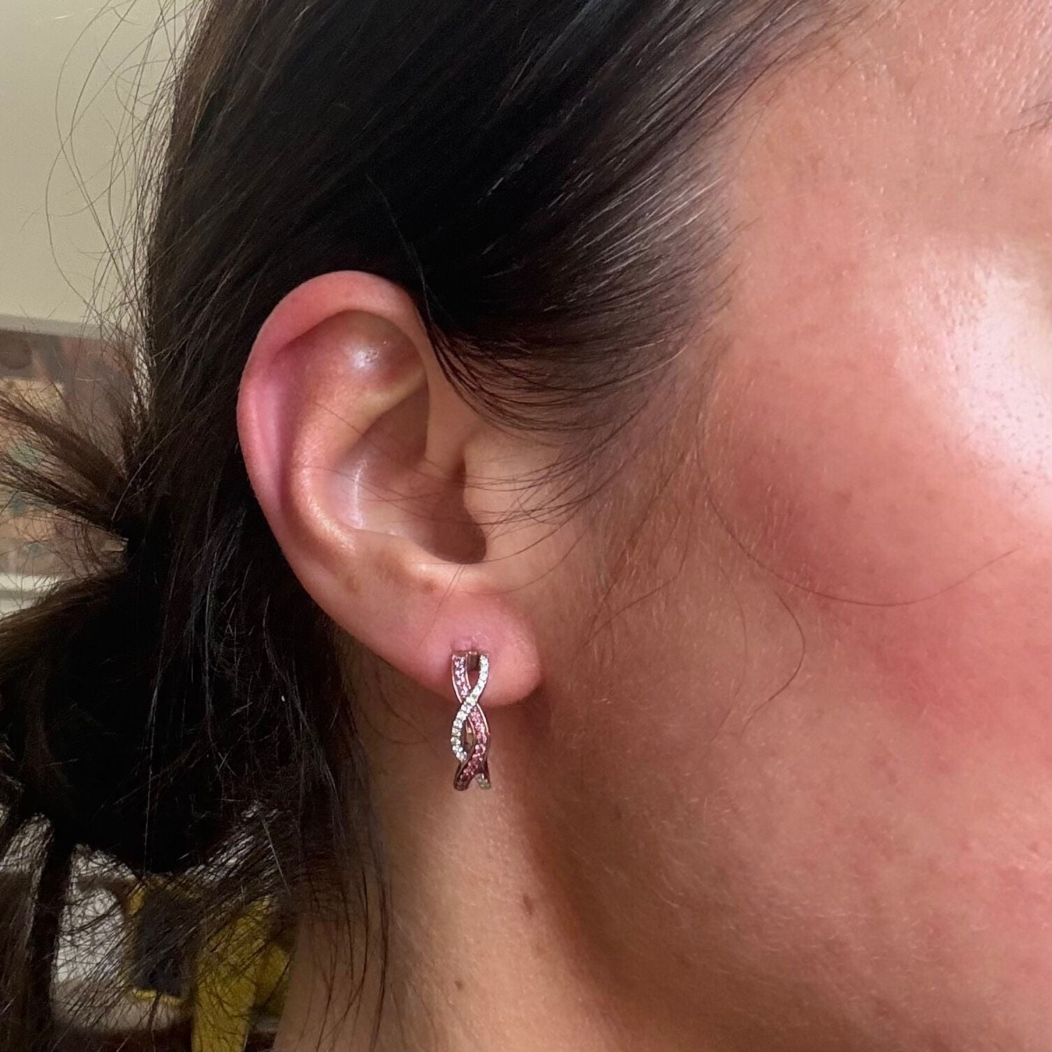 Kallati Rose Gold Diamond Pink Sapphire Earrings