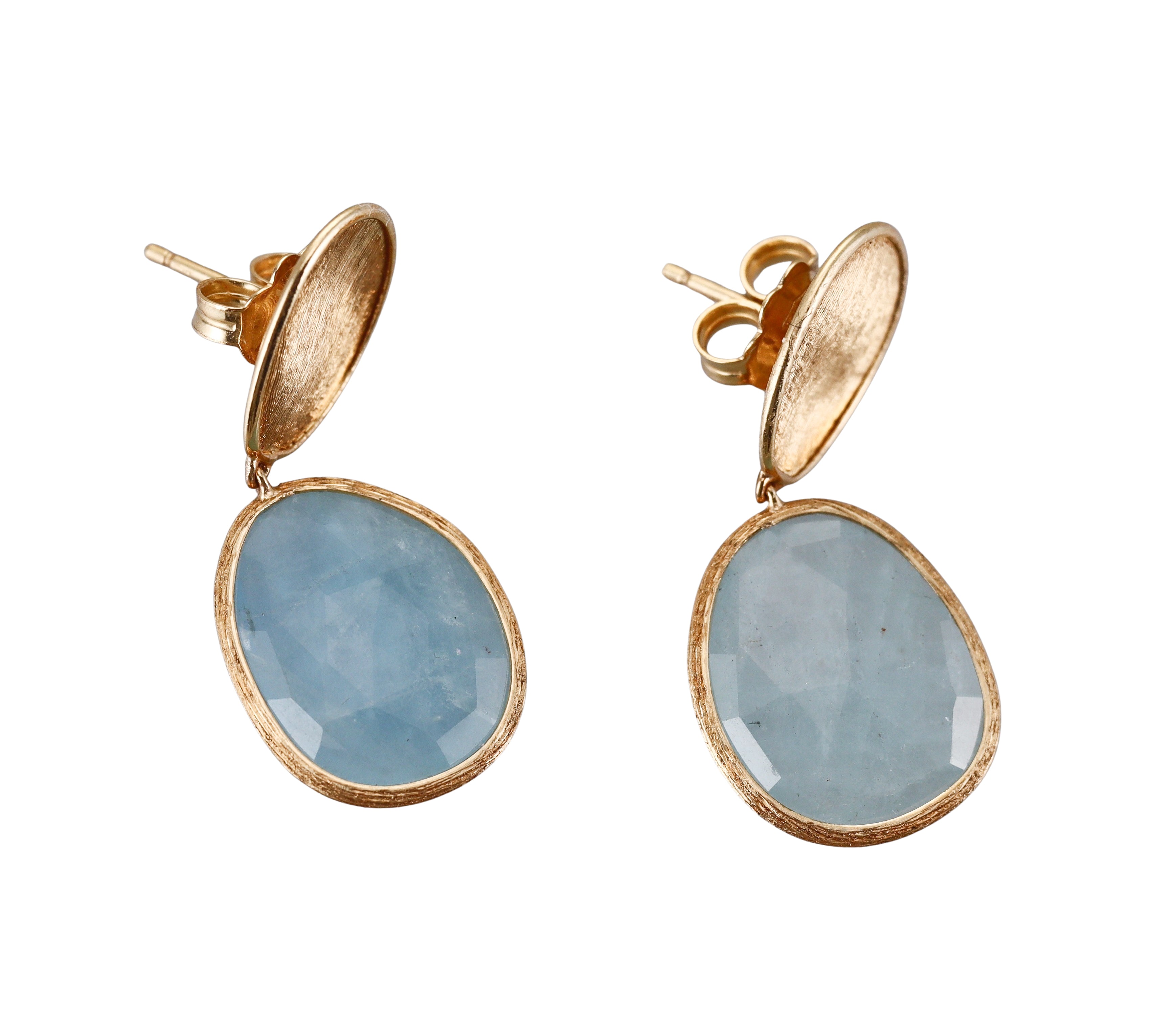Marco Bicego Lunaria 18K Aquamarine Drop Earrings