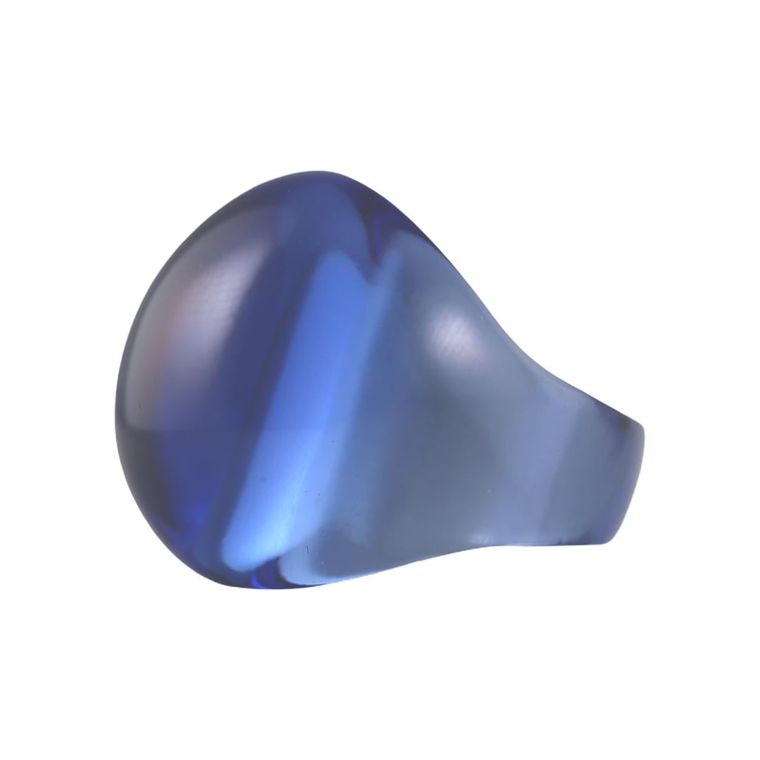 Lalique Cabochon Blue Sapphire Crystal Ring 6490300