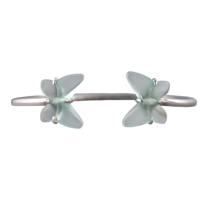 Lalique Papillon Lagoon Crystal Sterling Silver Butterfly Bracelet 10753200