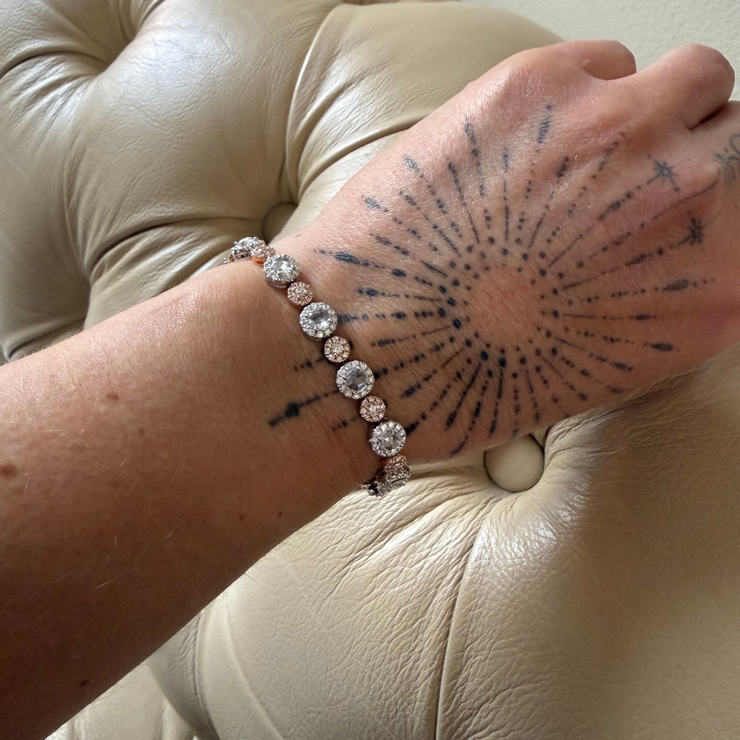 18k White Rose Cut Diamond Bracelet