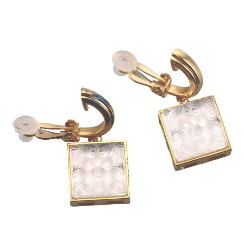 Lalique Arethuse Silver Vermeil Crystal Earrings 10772600