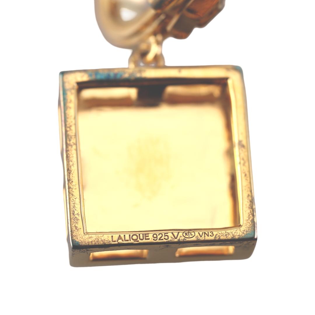 Lalique Arethuse Silver Vermeil Crystal Earrings 10772600