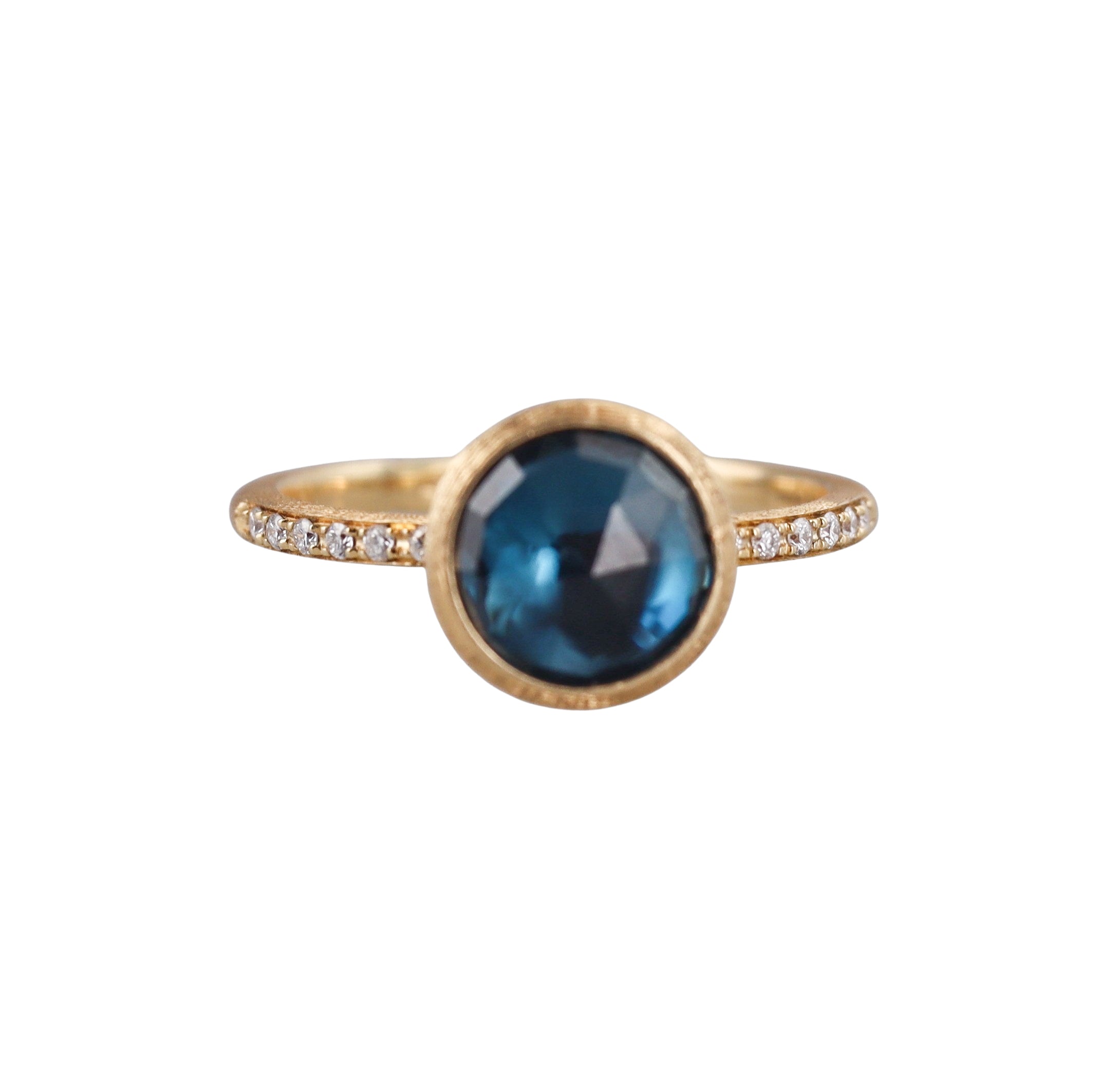 Marco Bicego Jaipur 18K Gold London Blue Topaz Diamond Ring