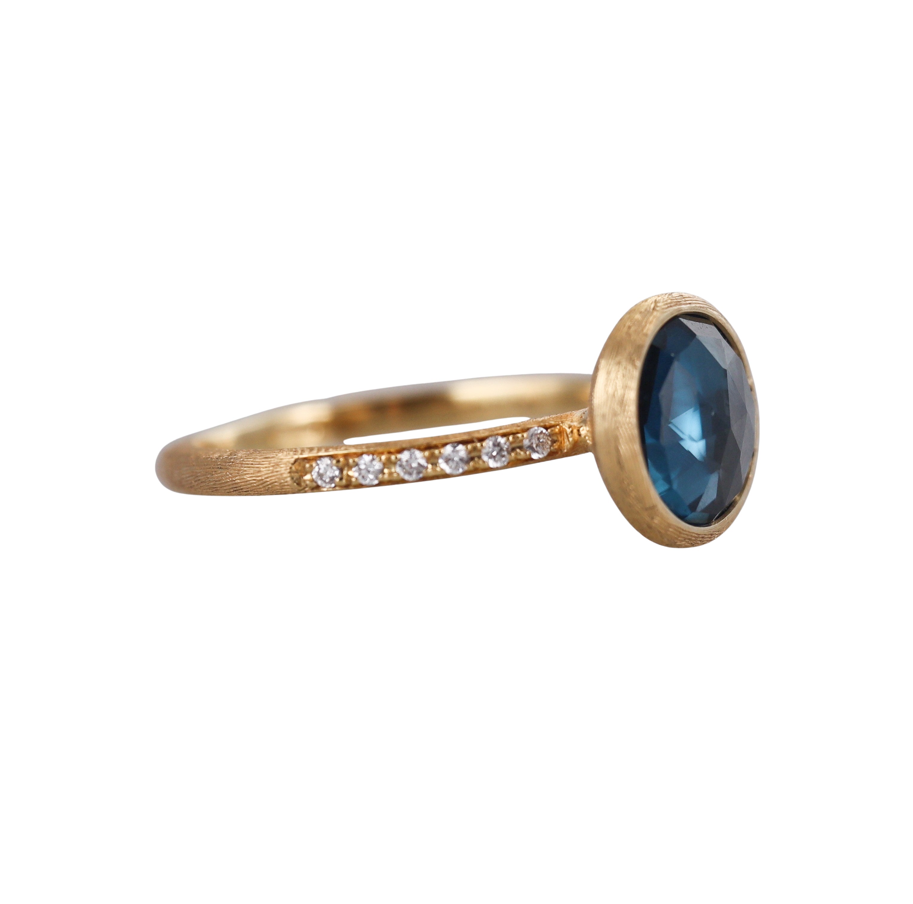 Marco Bicego Jaipur 18K Gold London Blue Topaz Diamond Ring
