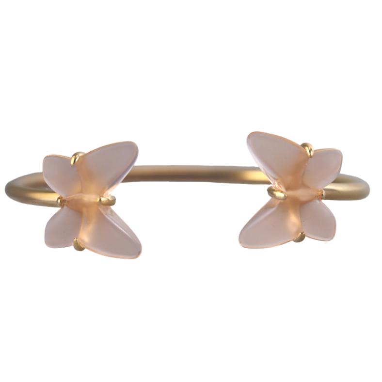 Lalique Papillon Peach Crystal Gold Plated Butterfly Bracelet 10754100