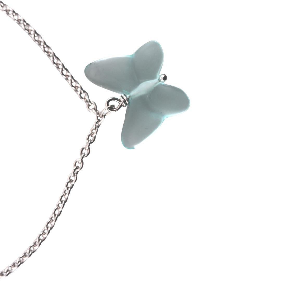 Lalique Papillon Lagoon Crystal Silver Chain Butterfly Bracelet 10755300