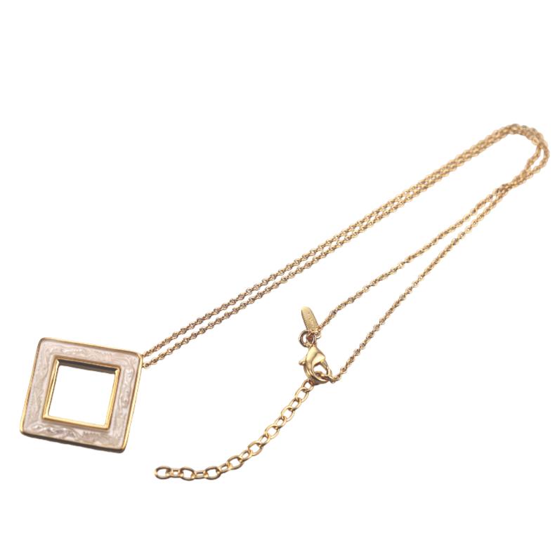 Lalique Losange Bacchantes Nudes Clear Crystal Gold Plated Necklace 10780500