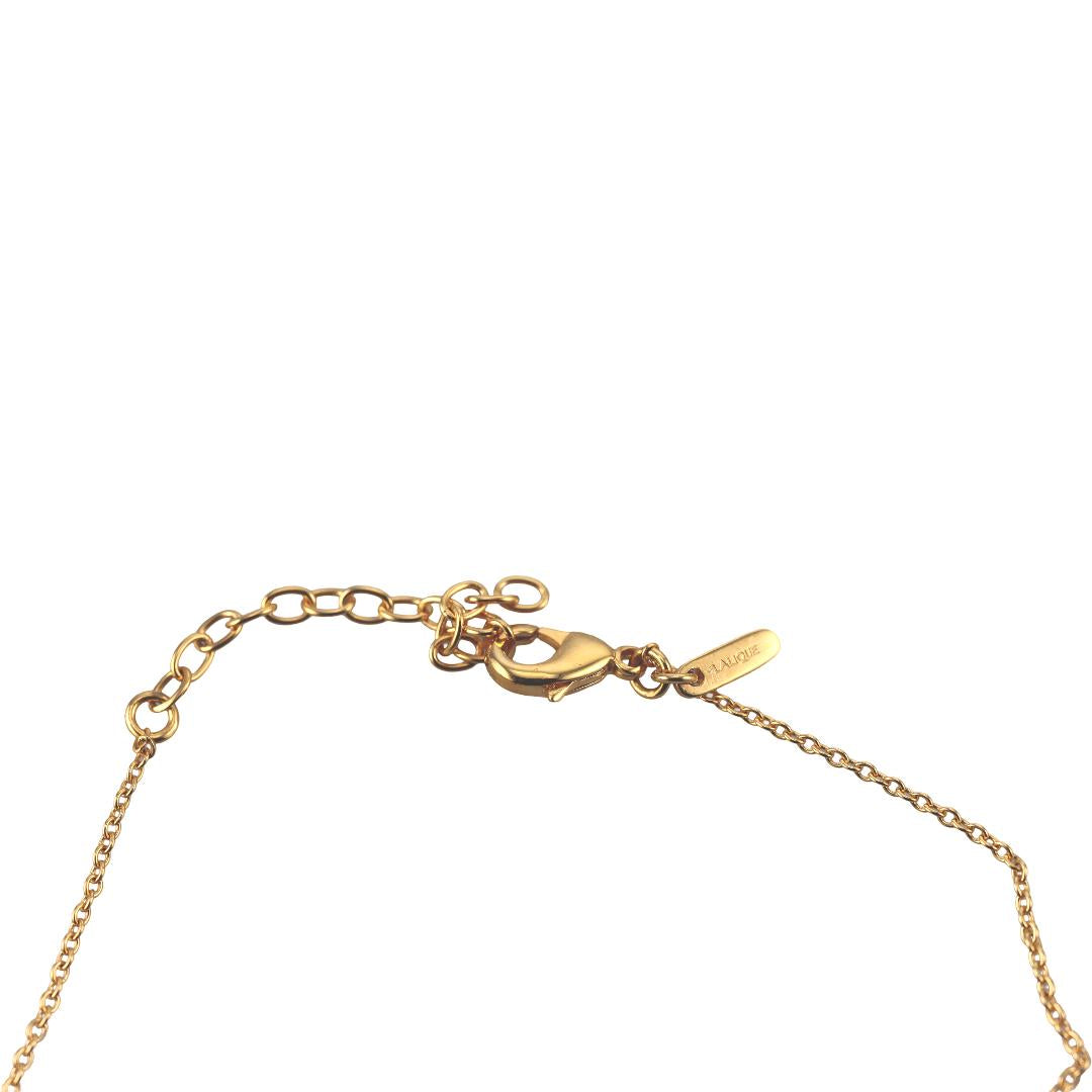 Lalique Losange Bacchantes Nudes Blue Crystal Gold Plated Necklace 10780600