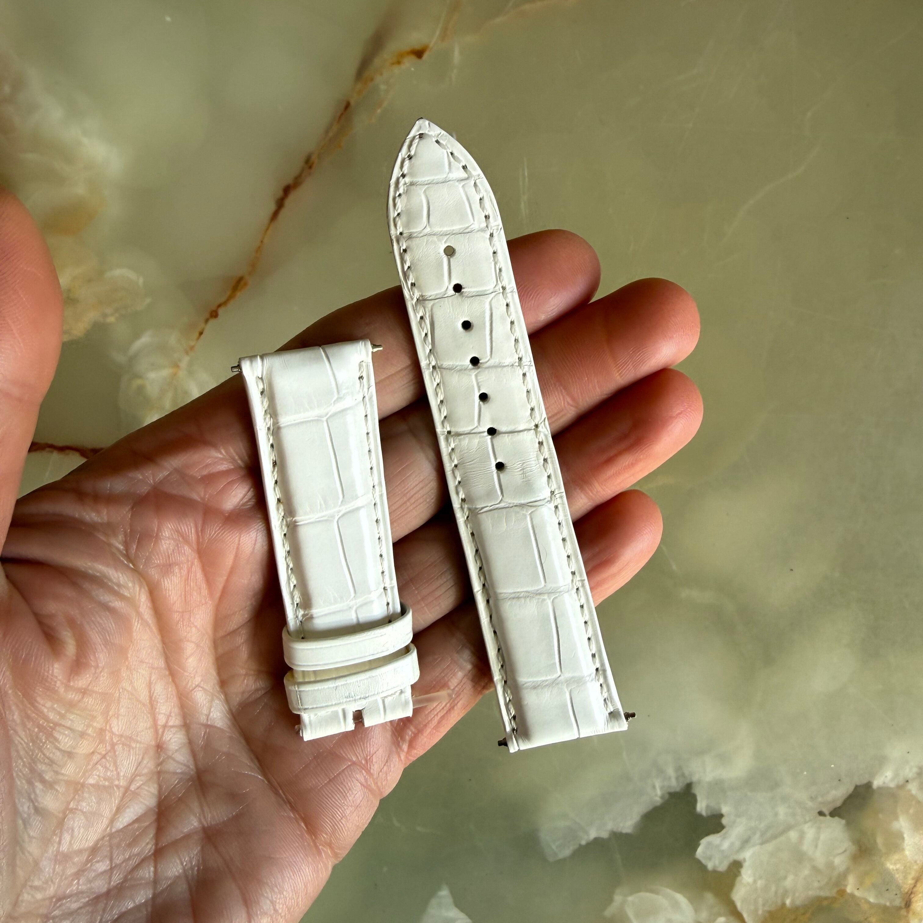 Authentic Jaeger LeCoultre White Alligator Watch Strap Band 20mm