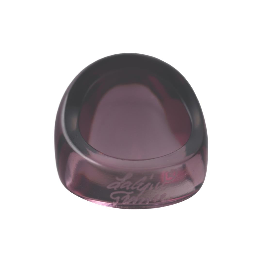 Lalique Cabochon Mauve Crystal Ring 6491200